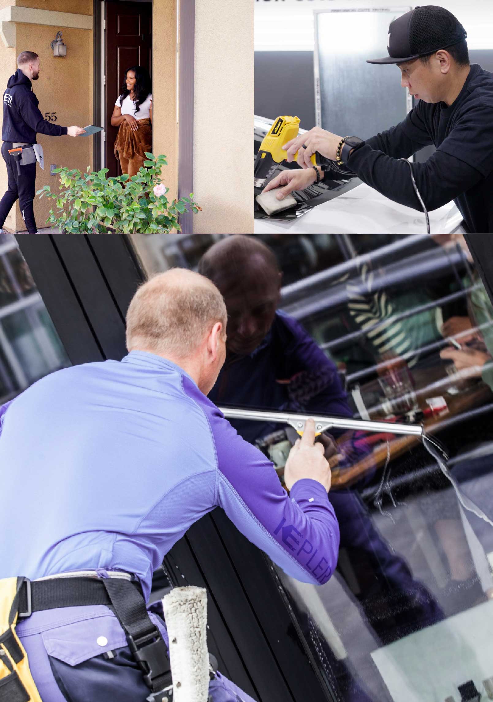 Kepler Skilled Applying Anti-Graffiti Window Film to a Bradley Shop Front