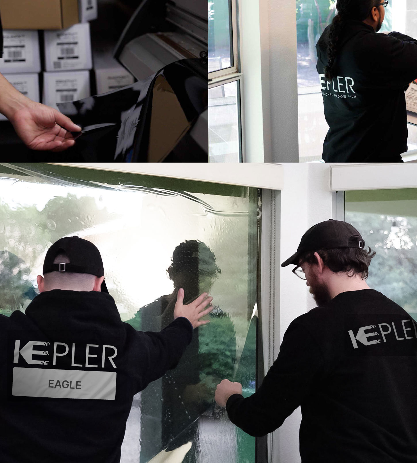 Kepler Technician Fitting Advanced Window Tint to Home in Eagle
