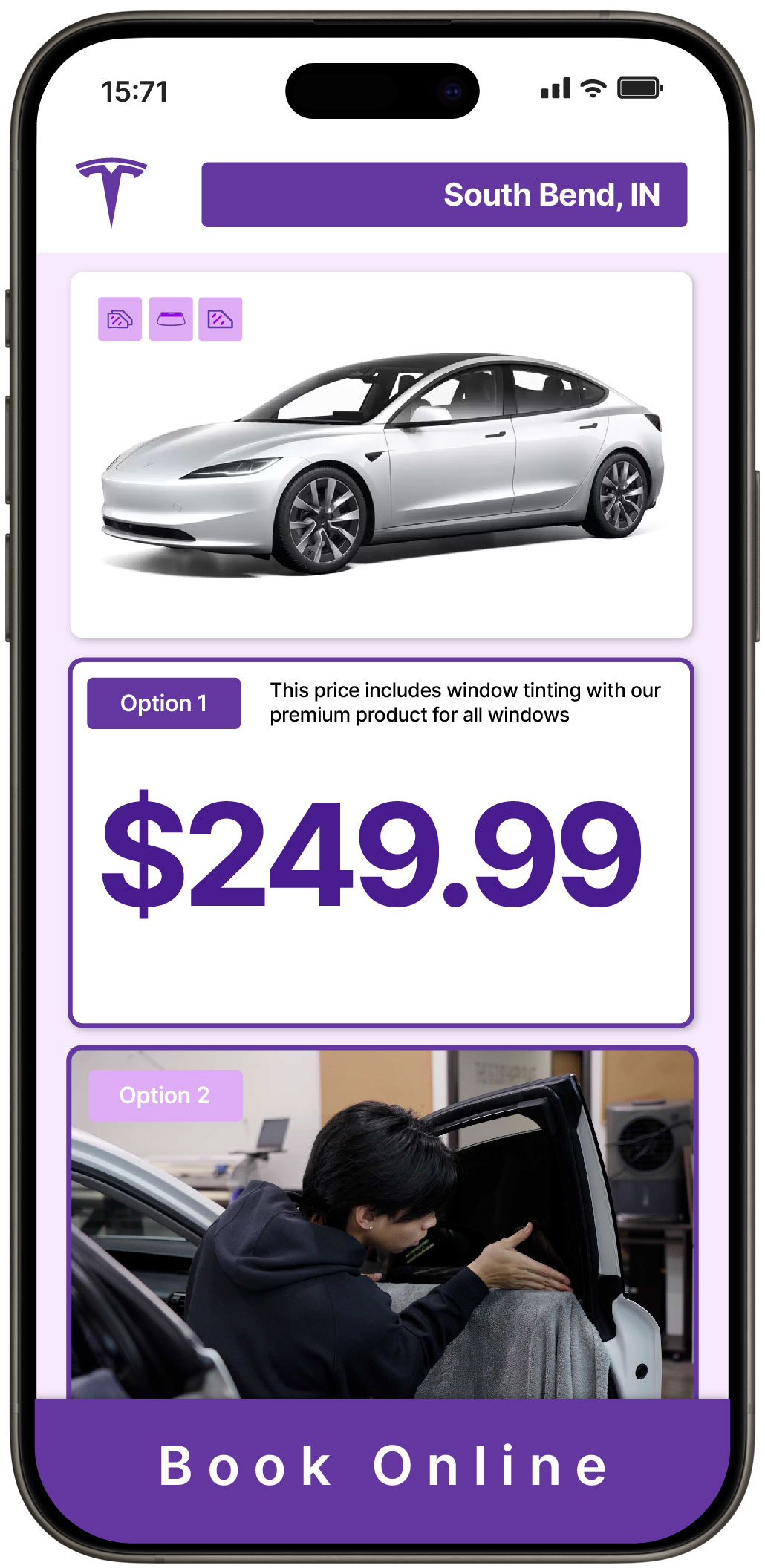 View Competitive Tesla Window Tinting Prices in South Bend, Indiana