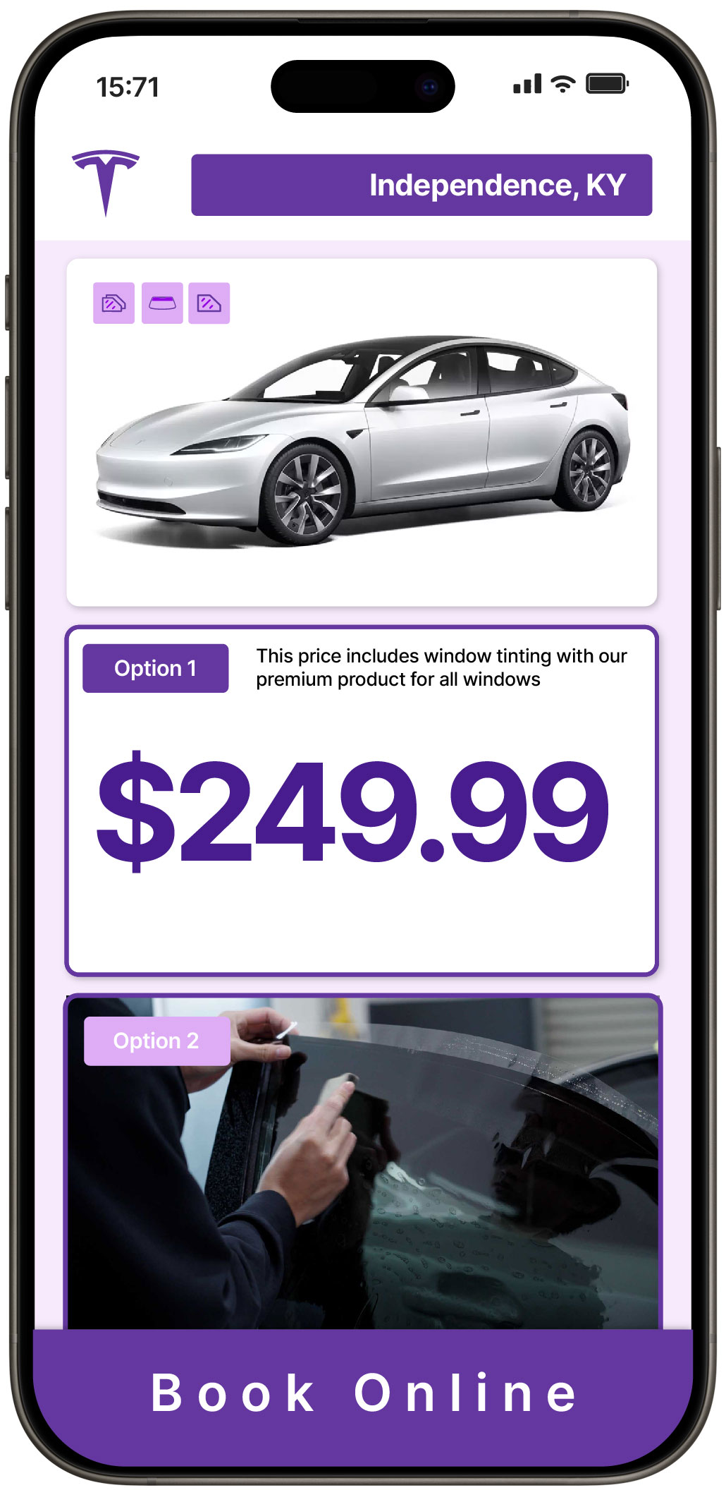 View Reasonable Tesla Window Tinting Costs in Independence, Kentucky