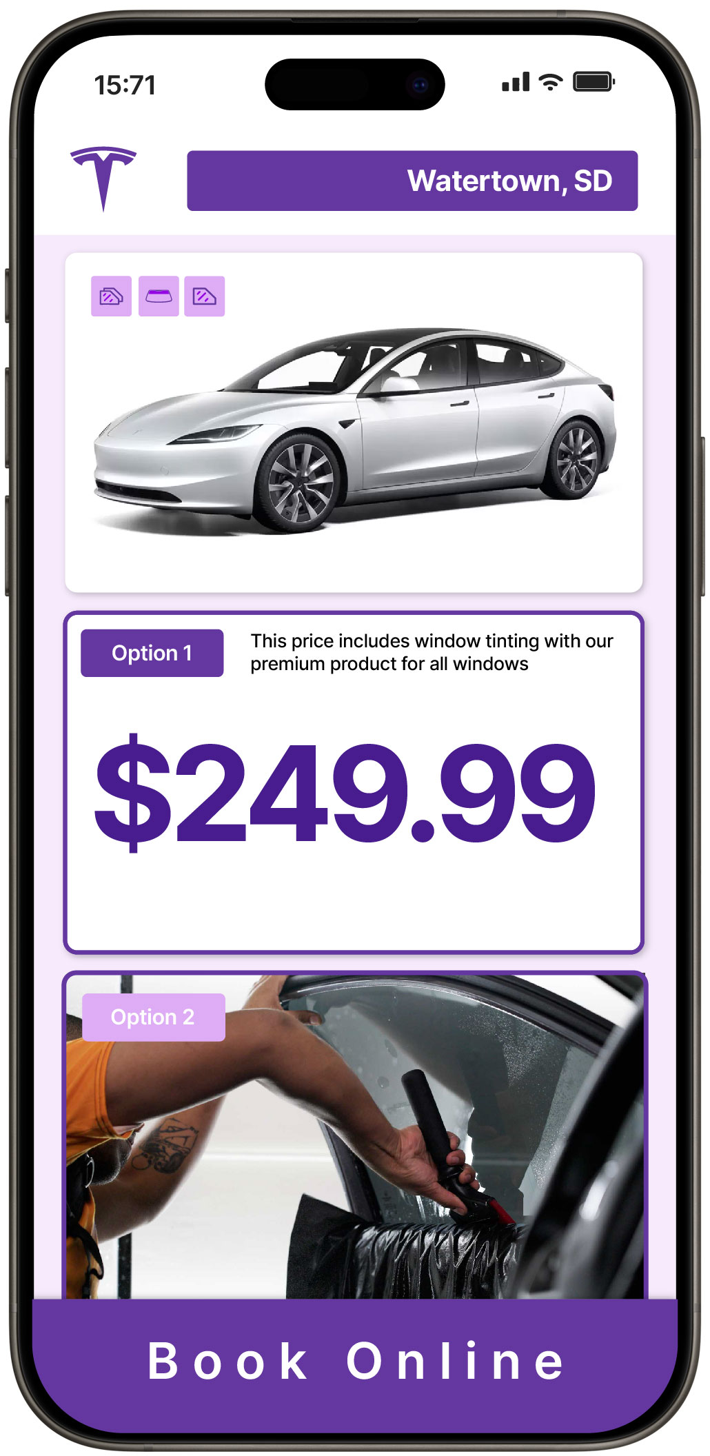 View Affordable Tesla Window Tinting Costs in Watertown, South Dakota