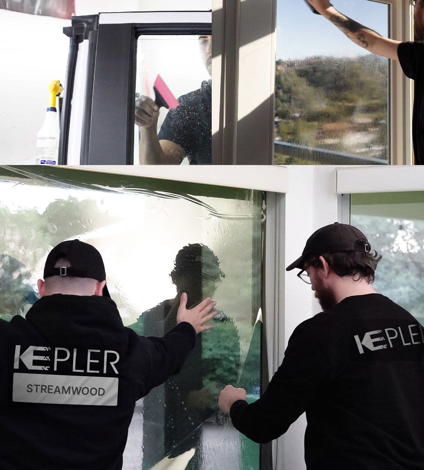 Kepler Technician Fitting High-tech Window Tint to Home in Streamwood