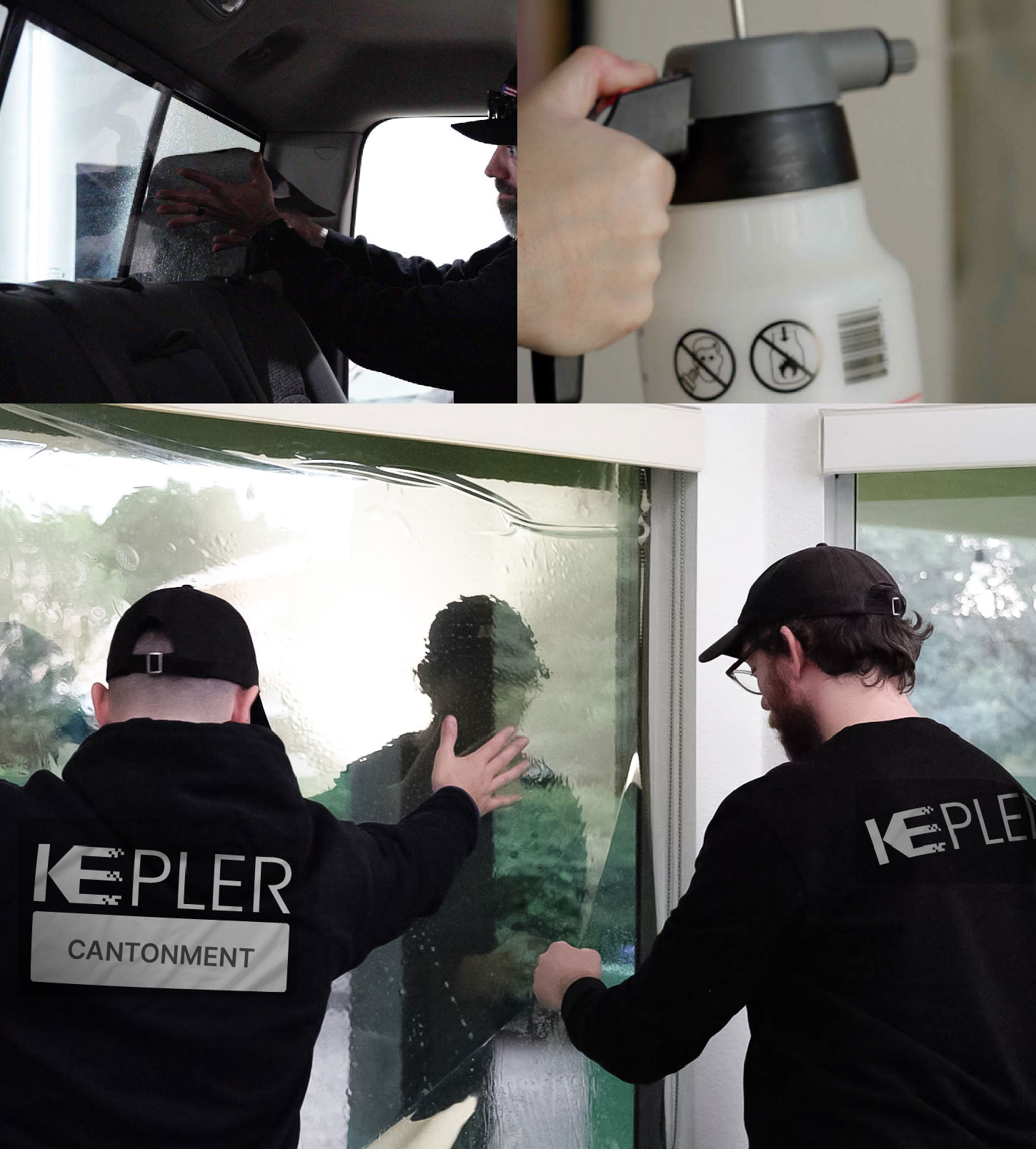 Kepler Technician Applying Advanced Window Tint to Home in Cantonment