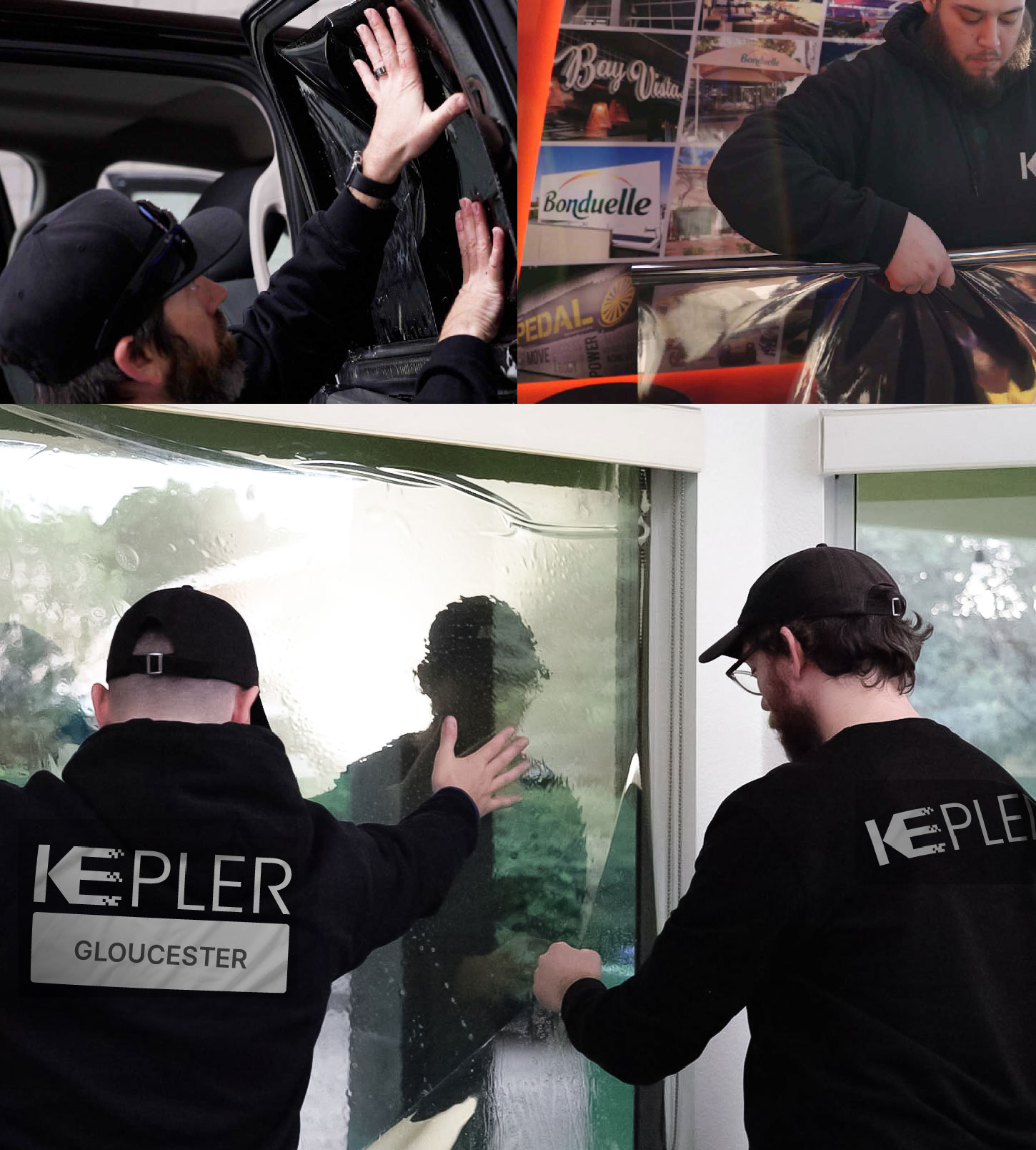 Kepler Technician Installing Ceramic Window Tint to Home in Gloucester