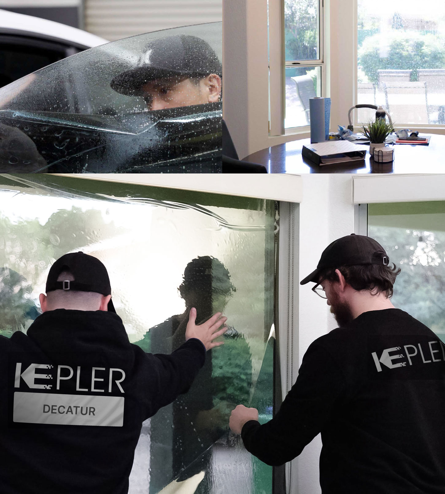 Kepler Technician Installing High-tech Window Tint to Home in Decatur