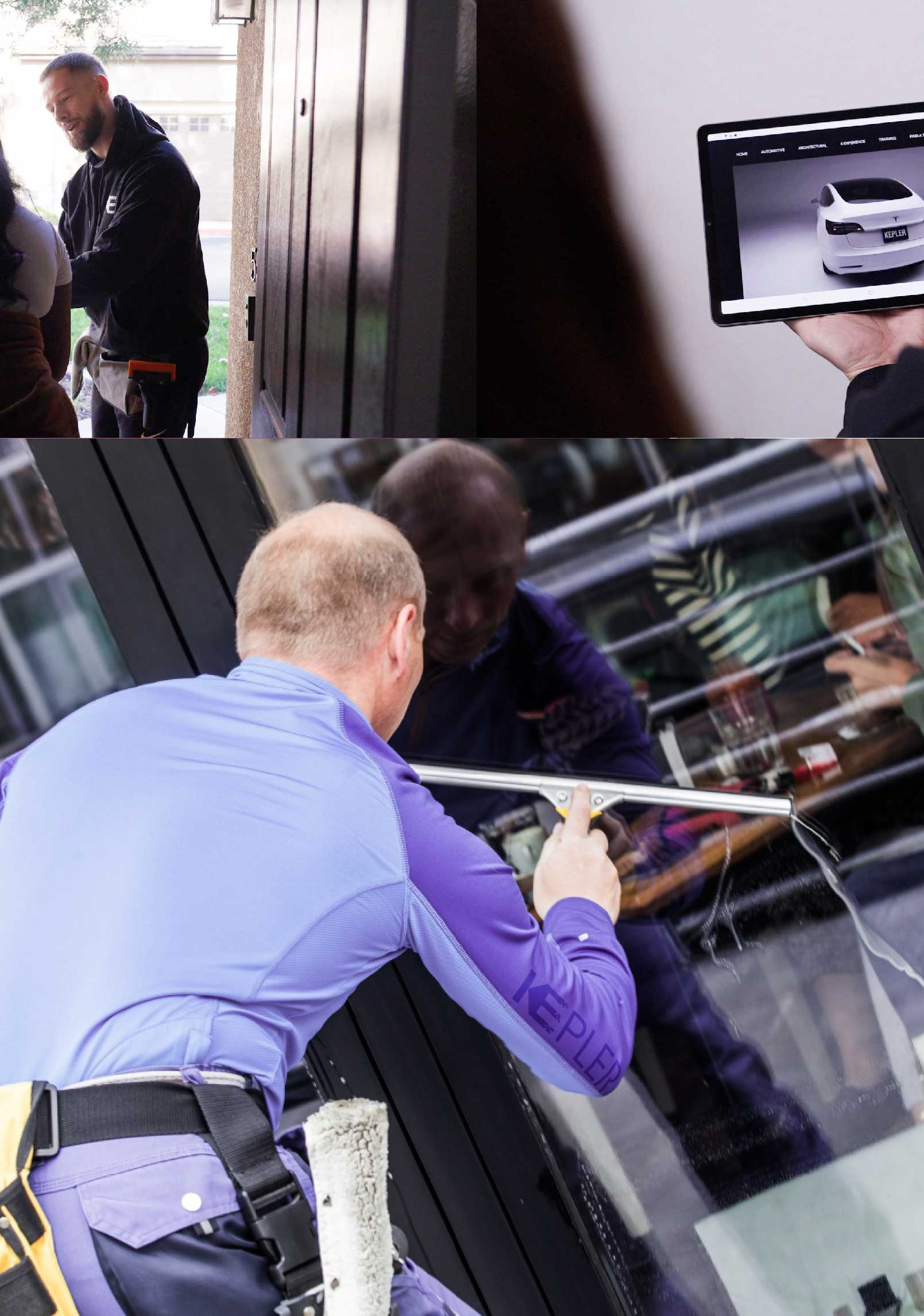 Kepler Professional Applying Anti-Graffiti Window Film to a Estero Shop Front