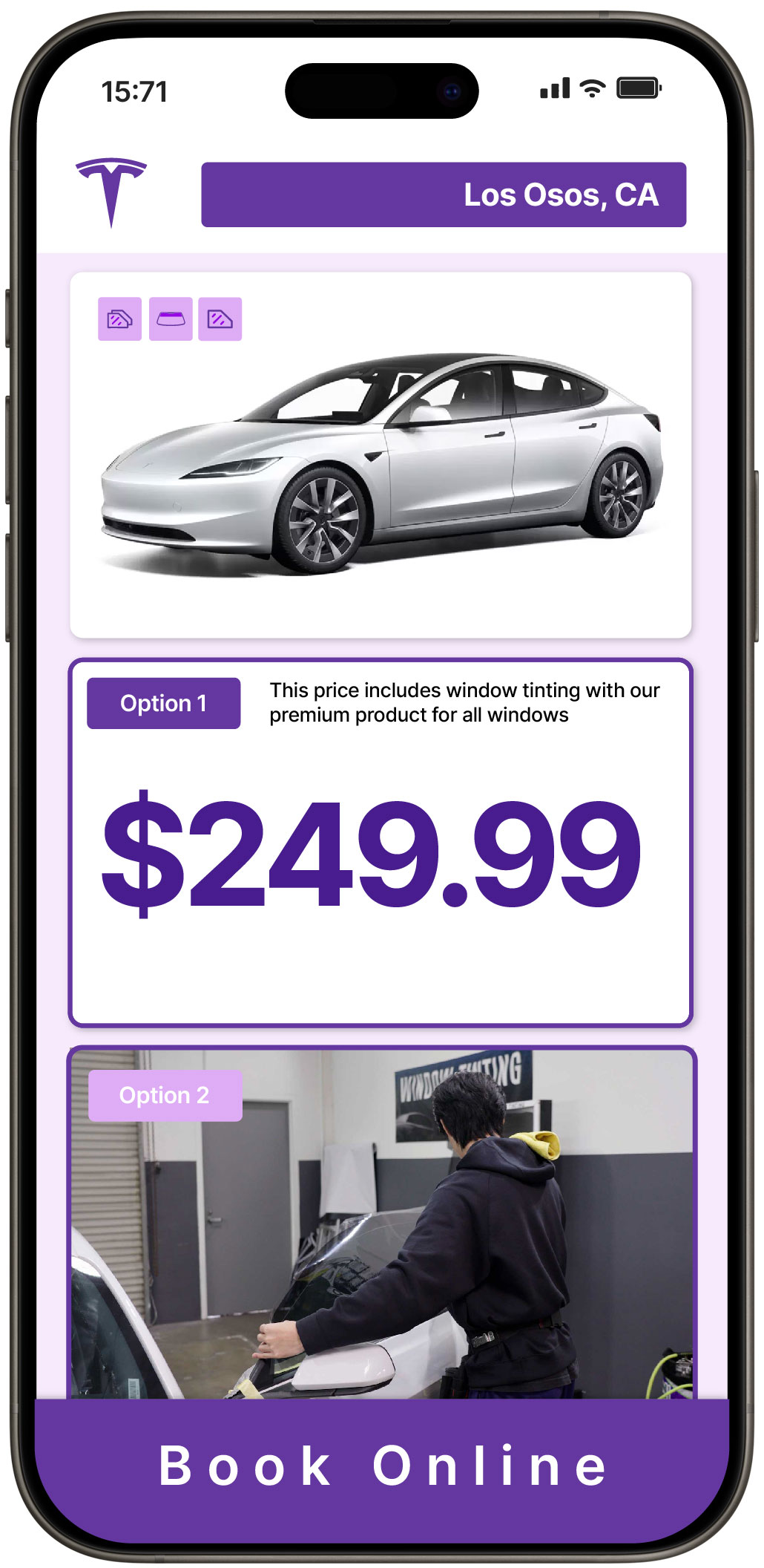 View Competitive Tesla Window Tinting Prices in Los Osos, California