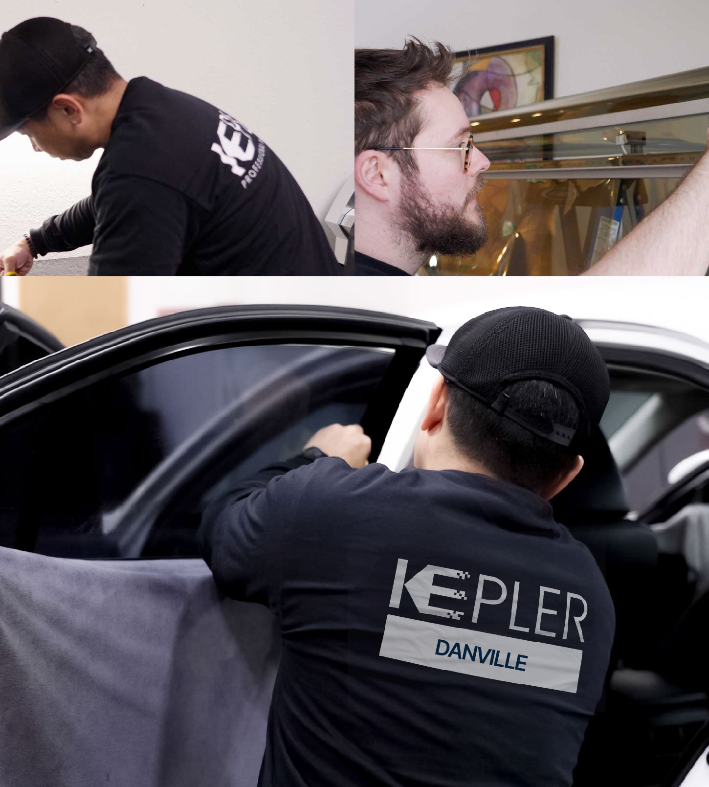 Automotive Window Tinting Expert Applying Film in Danville, Virginia