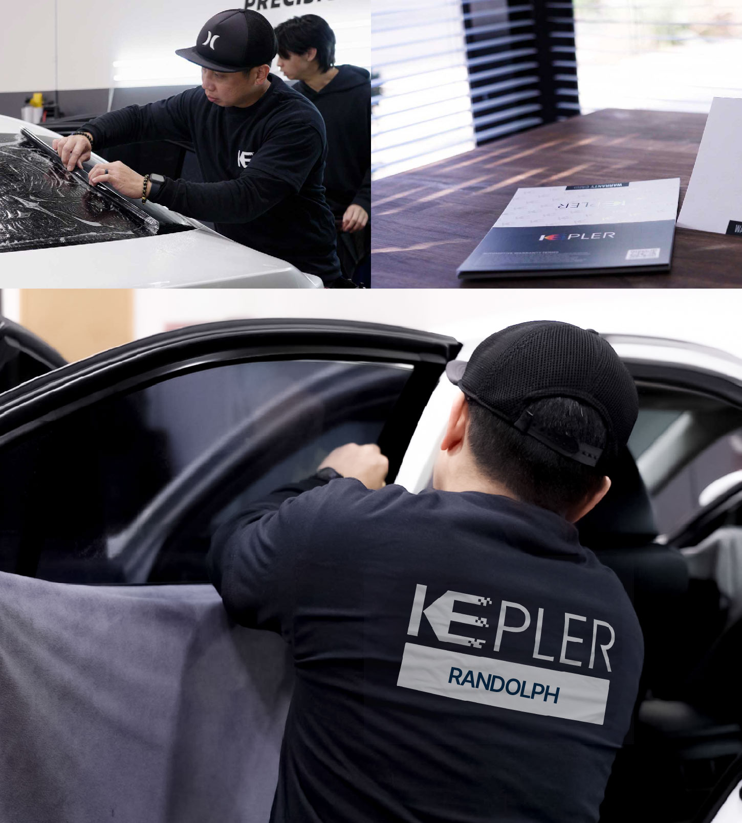 Automotive Window Tinting Expert Applying Film in Randolph, New Jersey