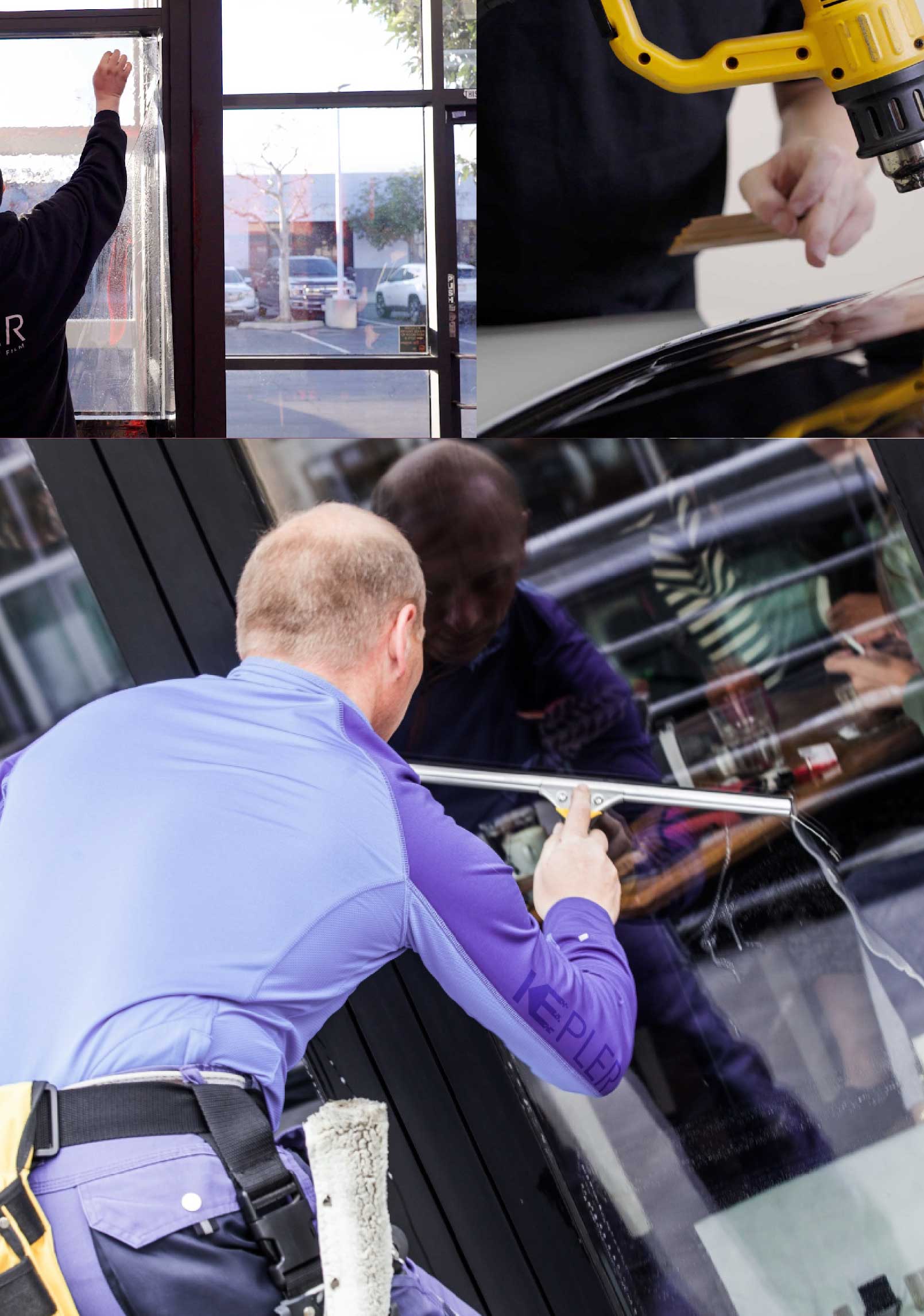Kepler Skilled Applying Anti-Graffiti Window Film to a Ames Shop Front