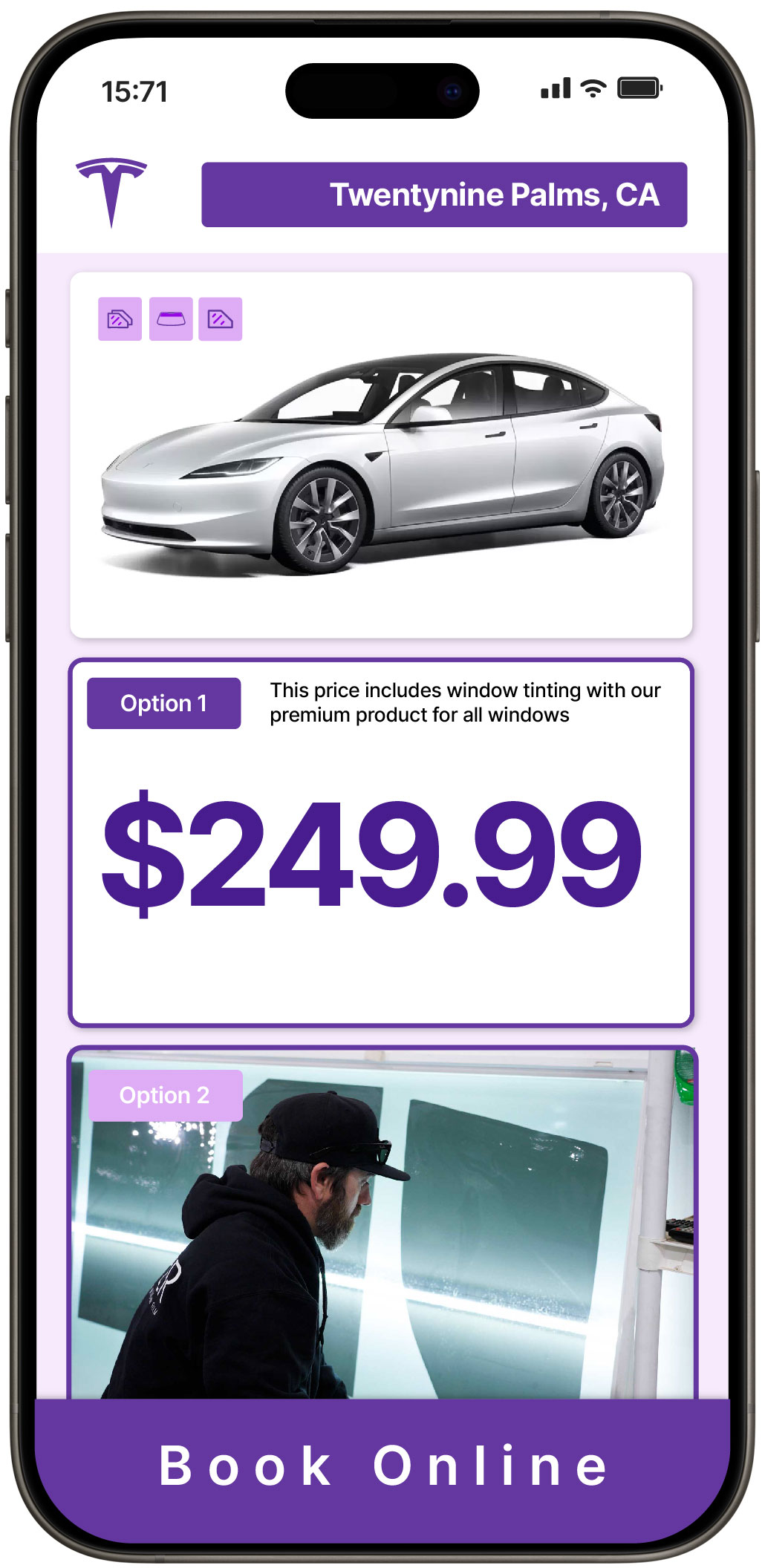 View Competitive Tesla Window Tinting Rates in Twentynine Palms, California
