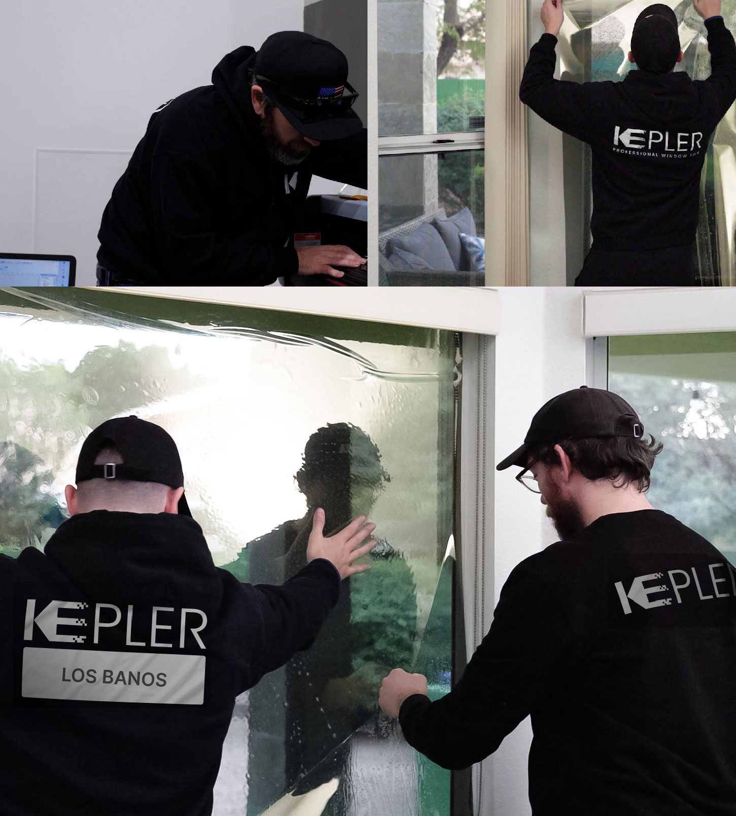Expert Technician Fitting Advanced Window Tint to Home in Los Banos