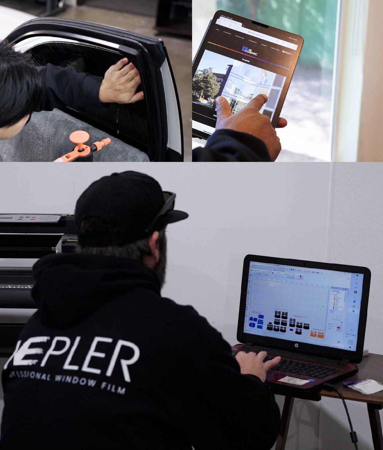 Ceramic Window Tinting Expert Cutting Film in Taylor, Texas