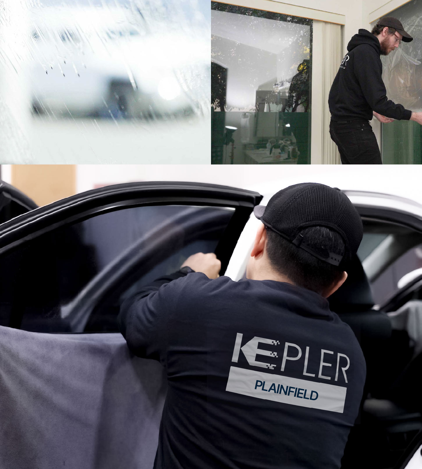 Automotive Window Tinting Expert Applying Film in Plainfield, Illinois
