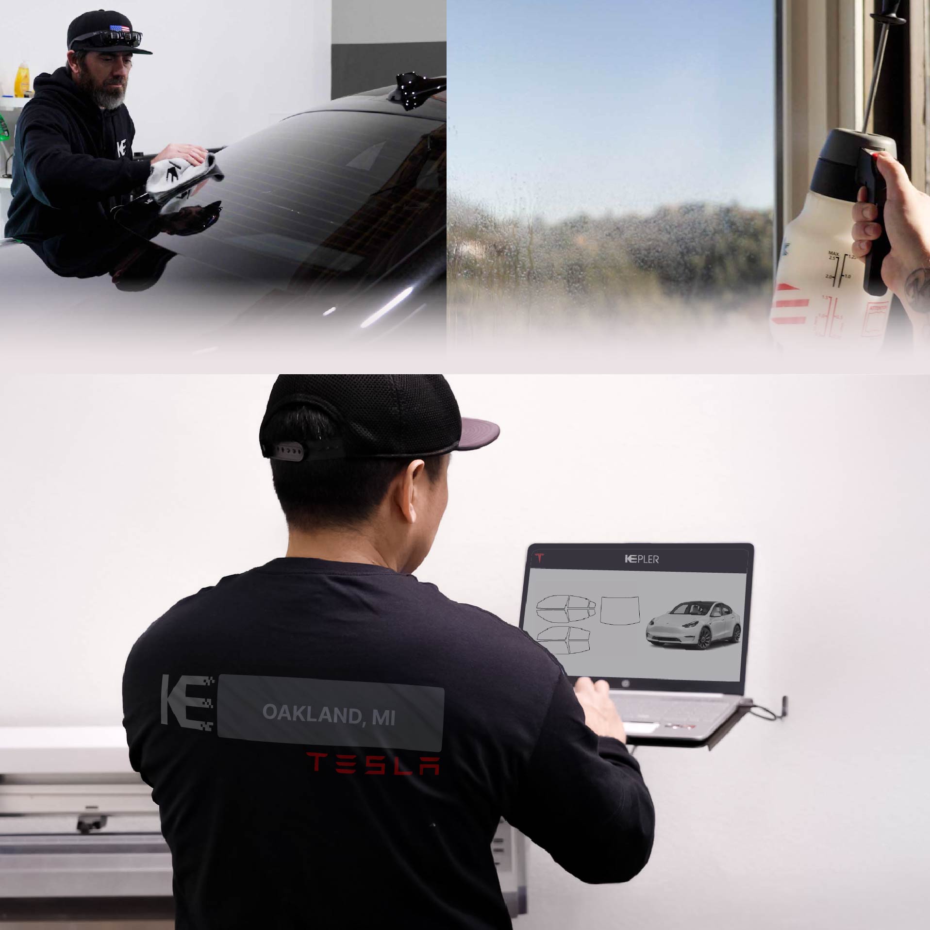Kepler Technician Installing High-tech Window Tint to Tesla in Oakland