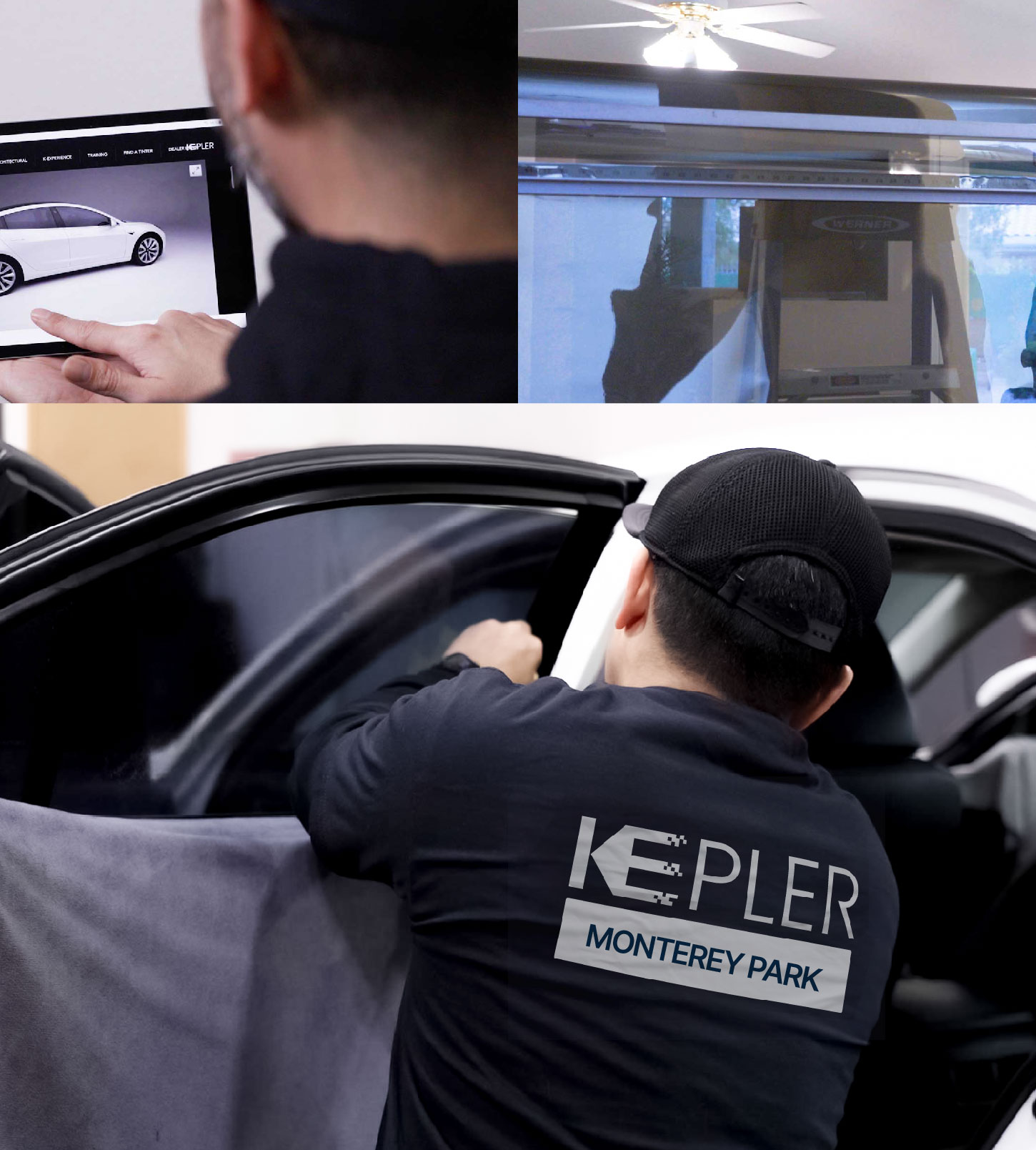 Automotive Window Tinting Expert Applying Film in Monterey Park, California