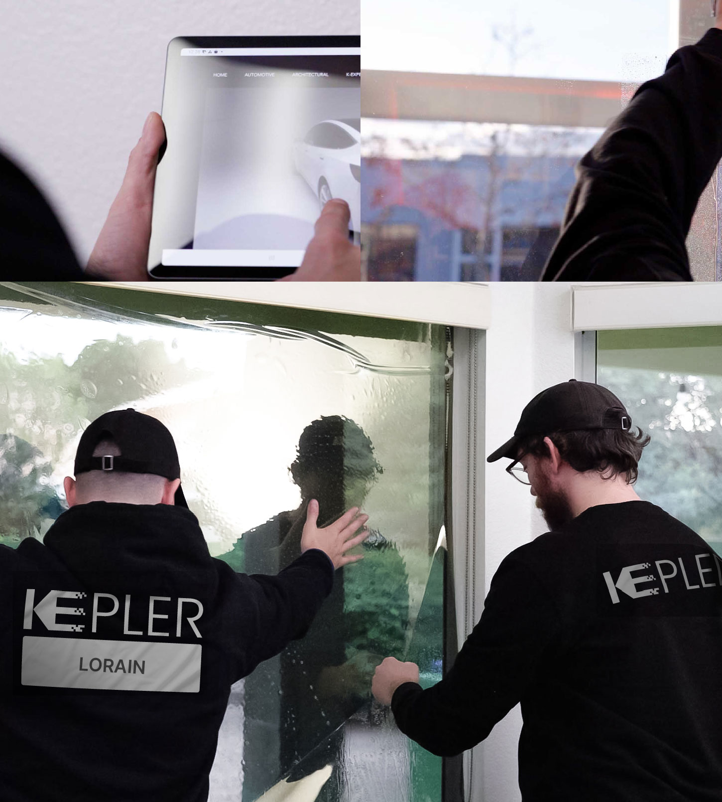 Expert Technician Fitting High-tech Window Tint to Home in Lorain