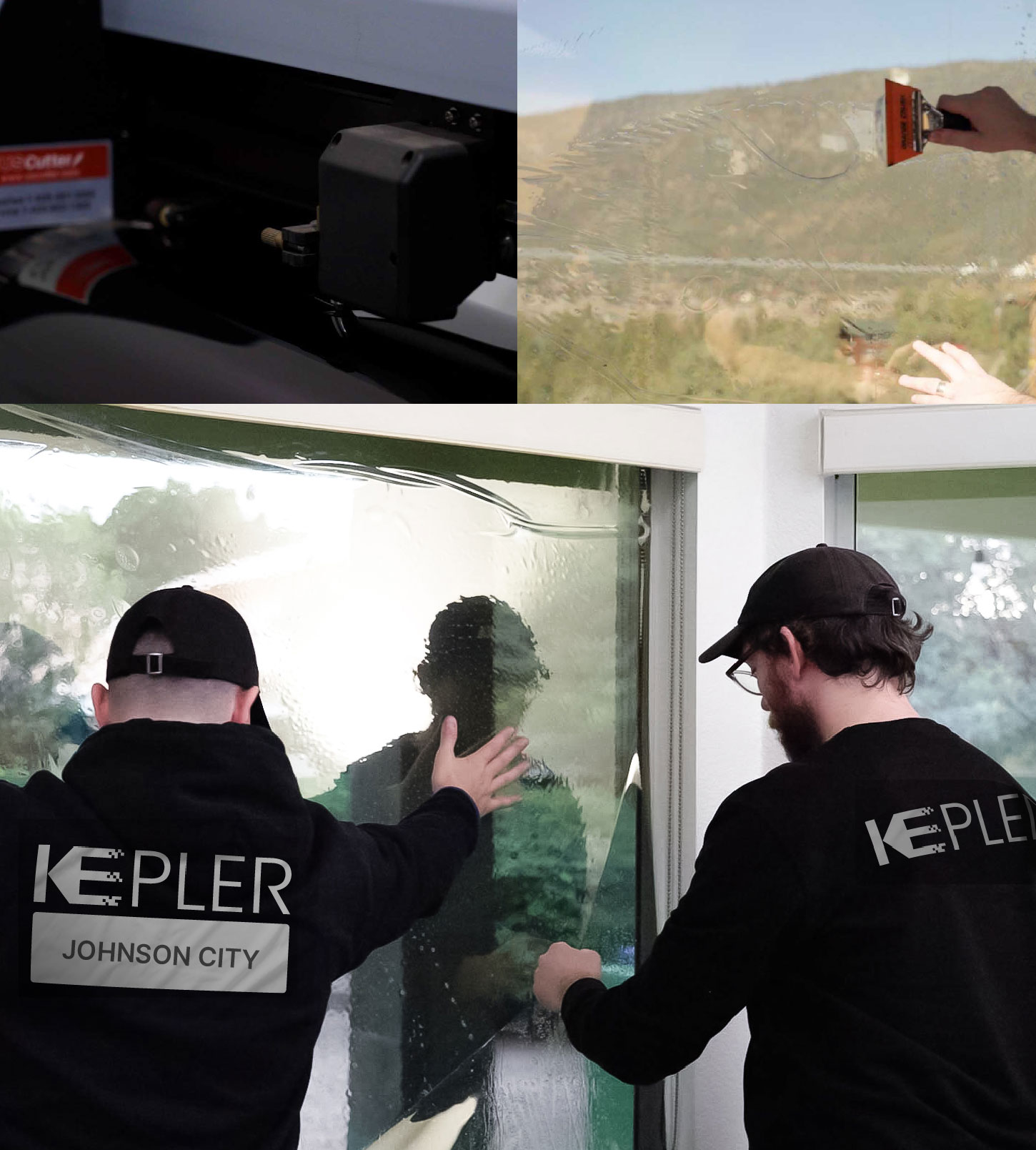 Kepler Technician Applying Advanced Window Tint to Home in Johnson City