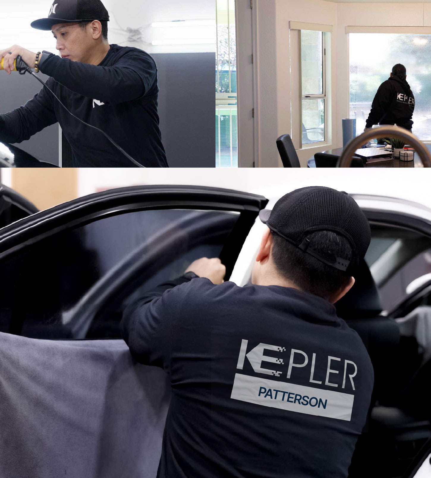 Automotive Window Tinting Expert Applying Film in Patterson, California