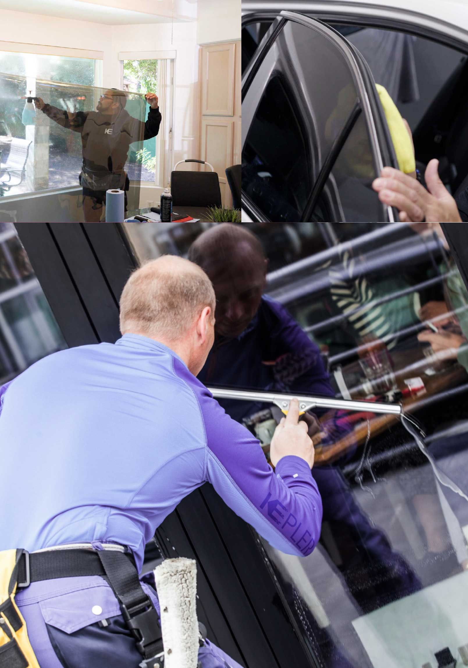 Kepler Skilled Applying Anti-Graffiti Window Film to a Streamwood Shop Front
