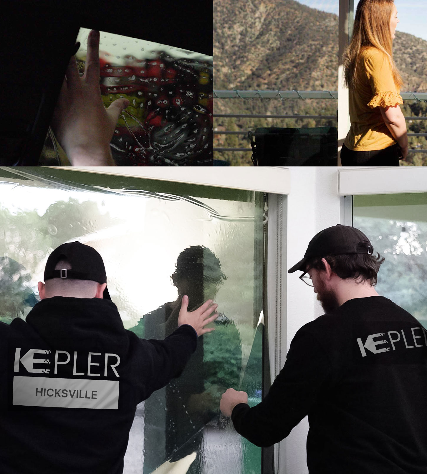 Expert Technician Fitting Advanced Window Tint to Home in Hicksville
