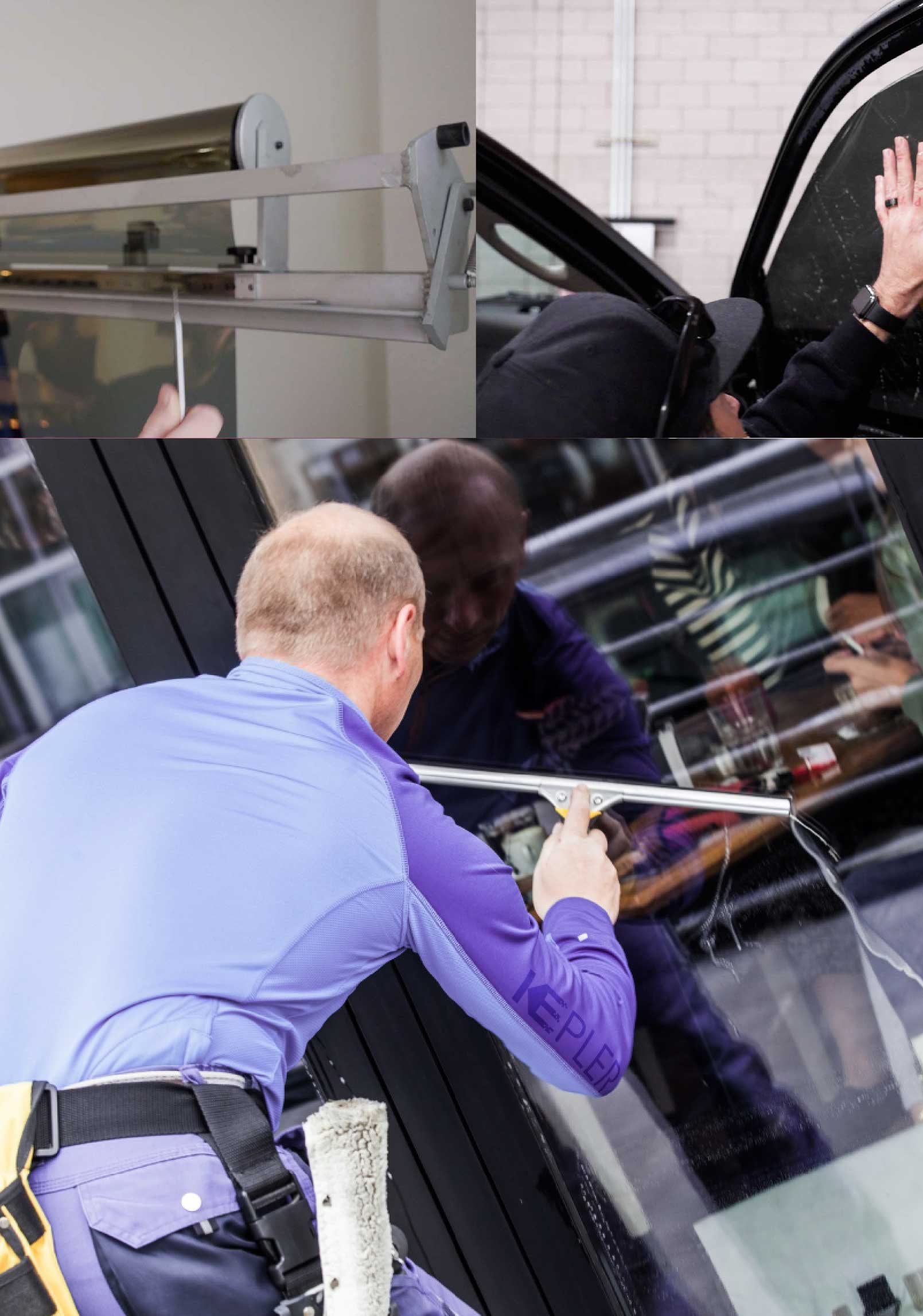 Kepler Skilled Applying Anti-Graffiti Window Film to a Aberdeen Shop Front