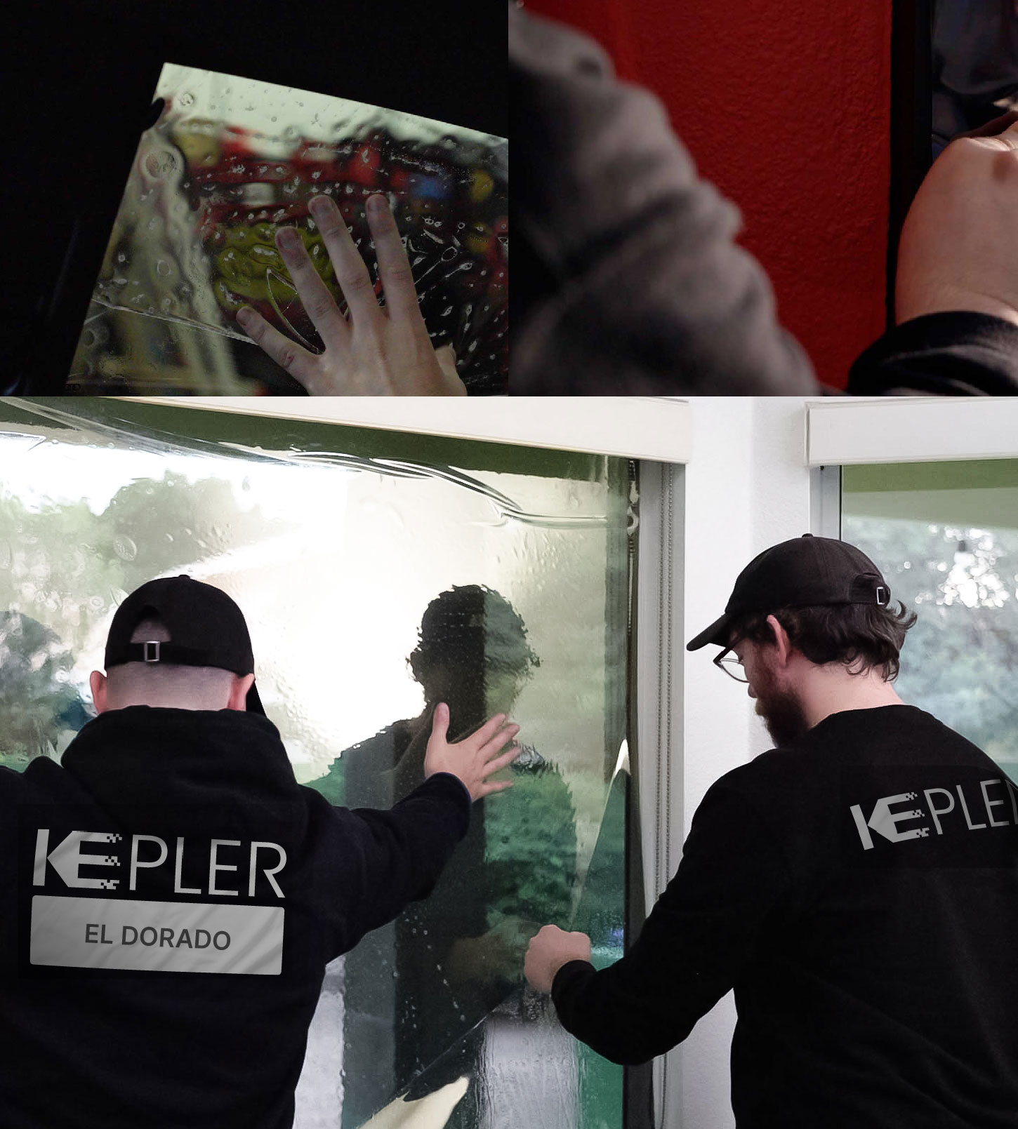 Expert Technician Applying Ceramic Window Tint to Home in El Dorado