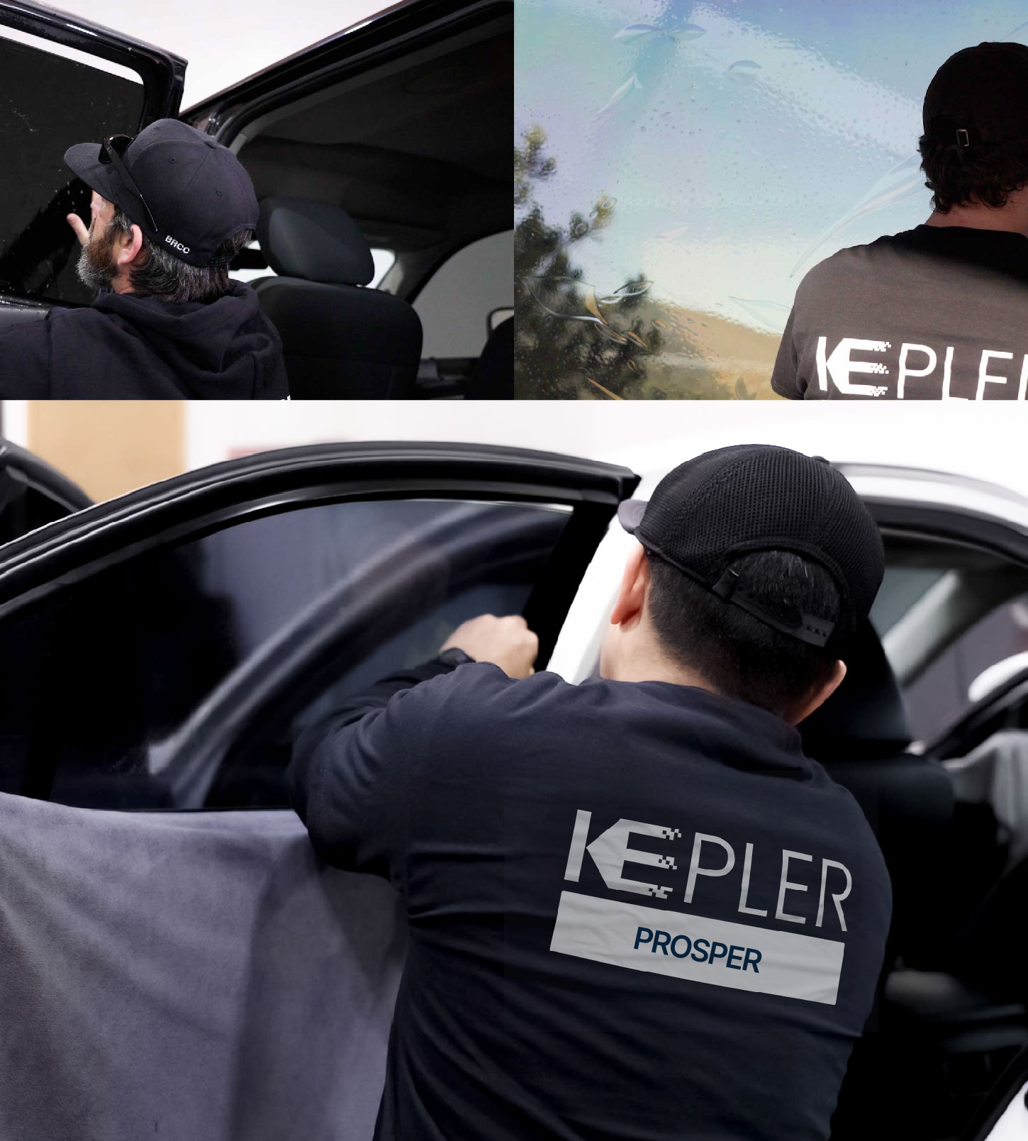 Automotive Window Tinting Expert Applying Film in Prosper, Texas