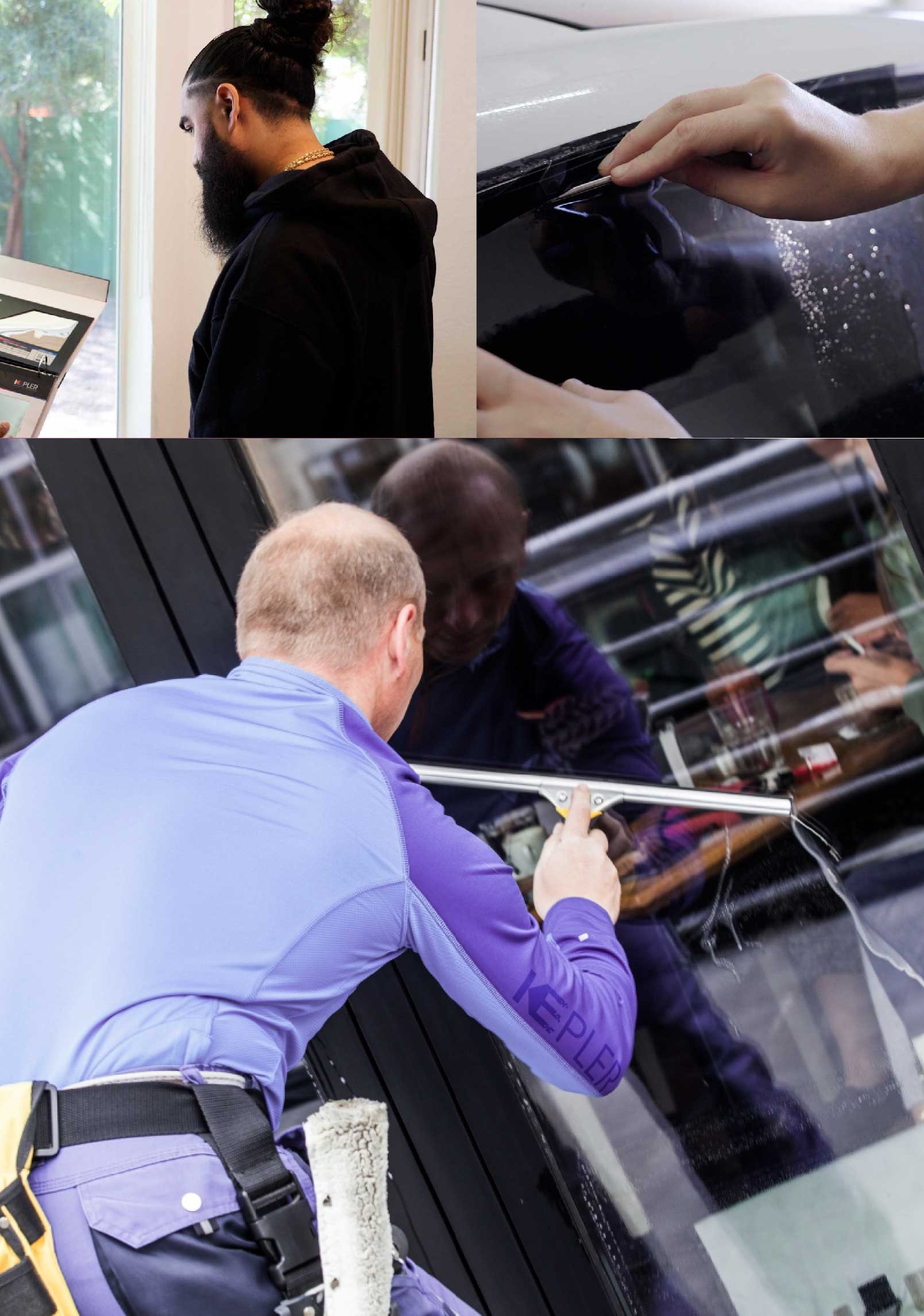 Kepler Skilled Applying Anti-Graffiti Window Film to a Marysville Shop Front
