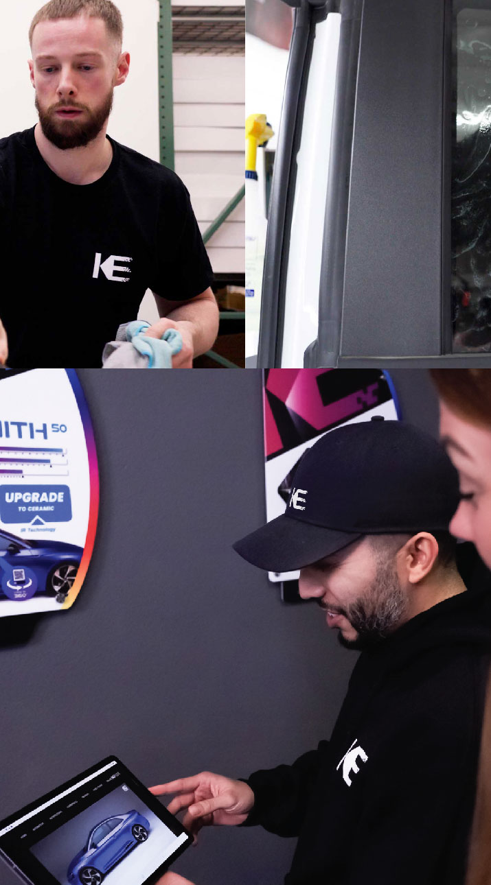 Kepler Dealer Showing Car Window Film Options to Customer in Lake in the Hills, Illinois