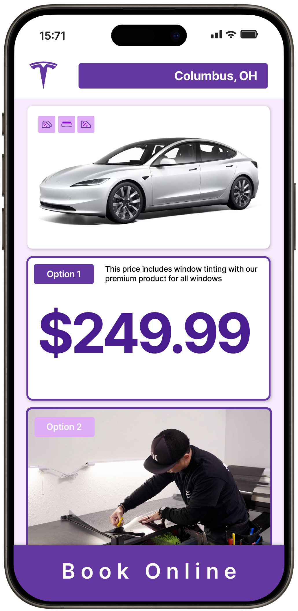 View Competitive Tesla Window Tinting Prices in Columbus, Ohio