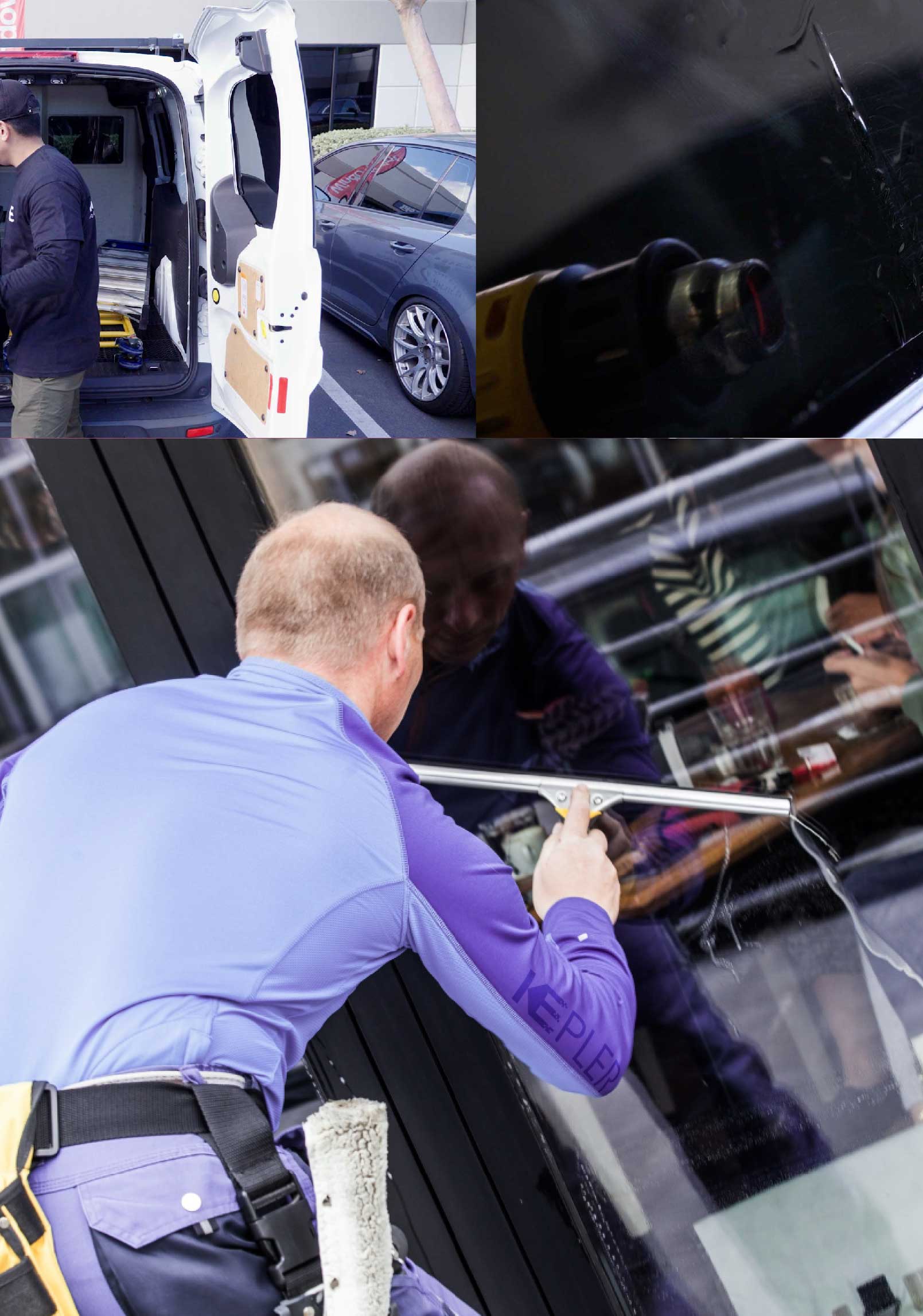 Kepler Skilled Applying Anti-Graffiti Window Film to a Pacifica Shop Front