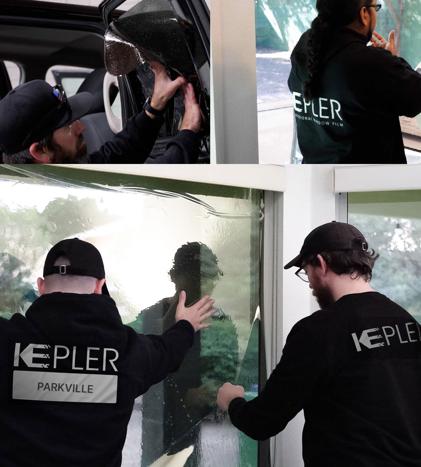 Expert Technician Installing High-tech Window Tint to Home in Parkville