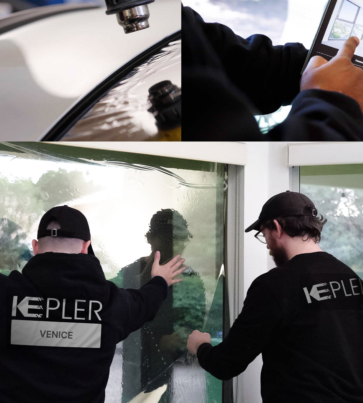 Expert Technician Fitting Advanced Window Tint to Home in Venice