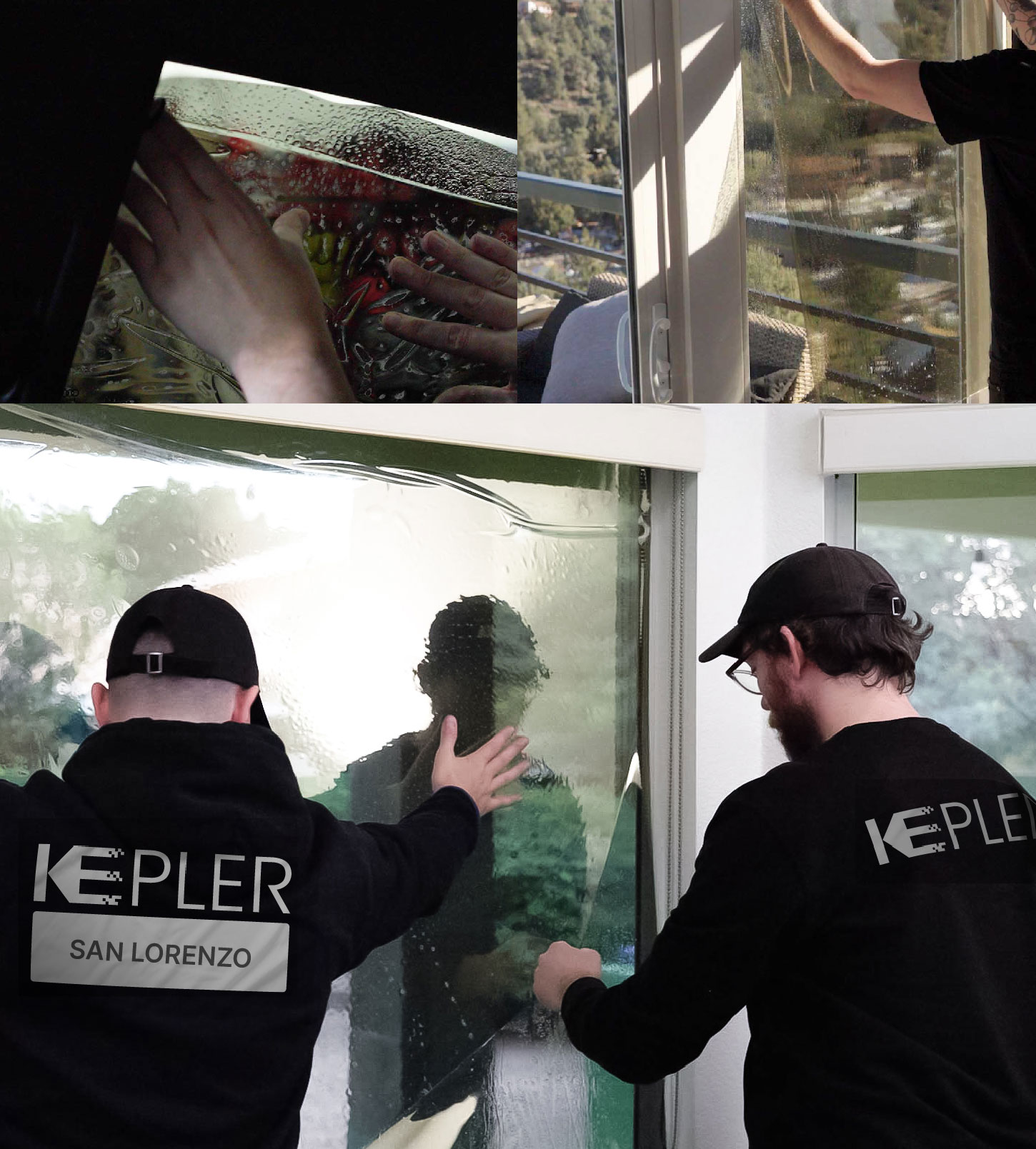 Expert Technician Fitting Advanced Window Tint to Home in San Lorenzo
