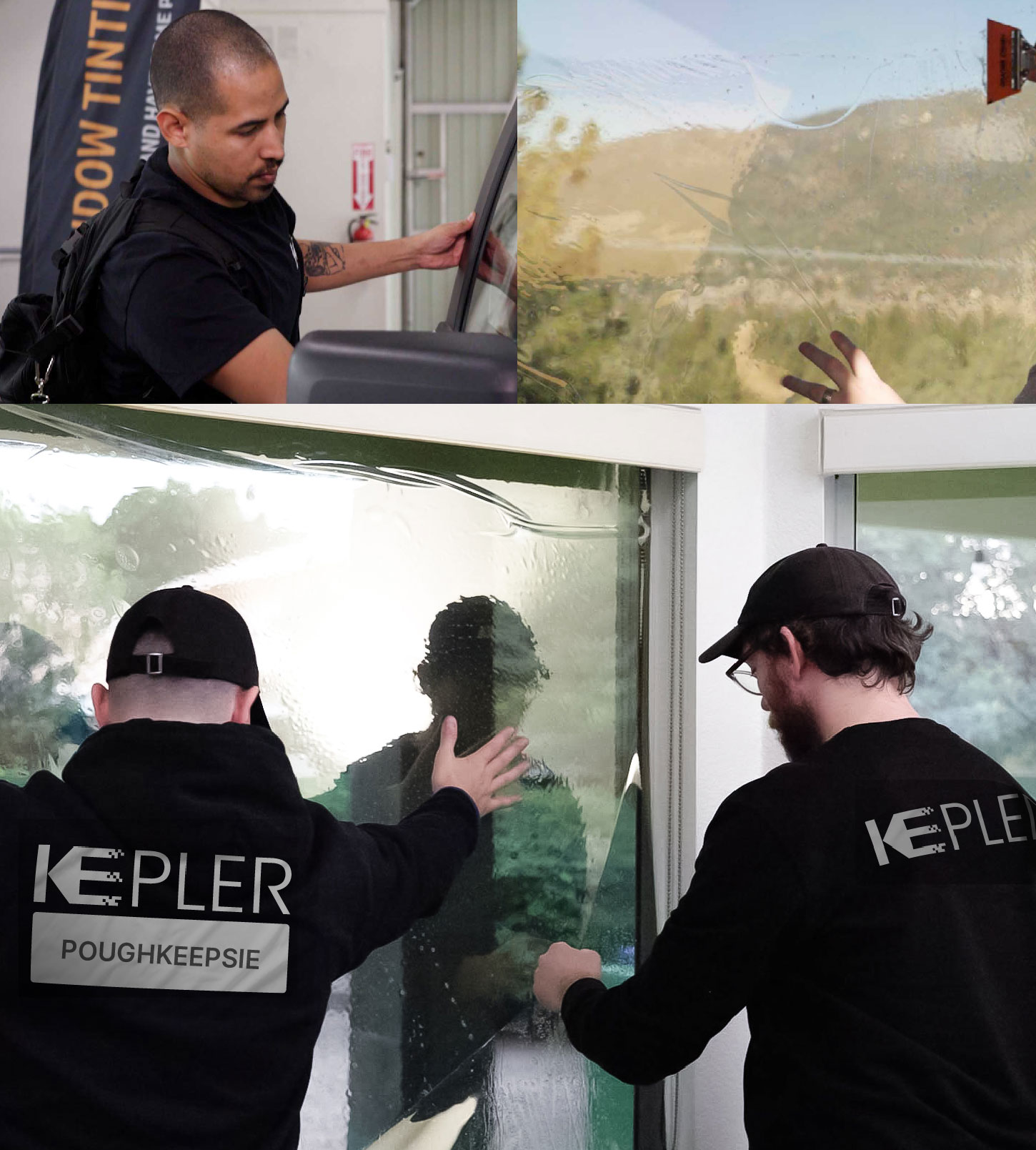 Kepler Technician Installing Ceramic Window Tint to Home in Poughkeepsie