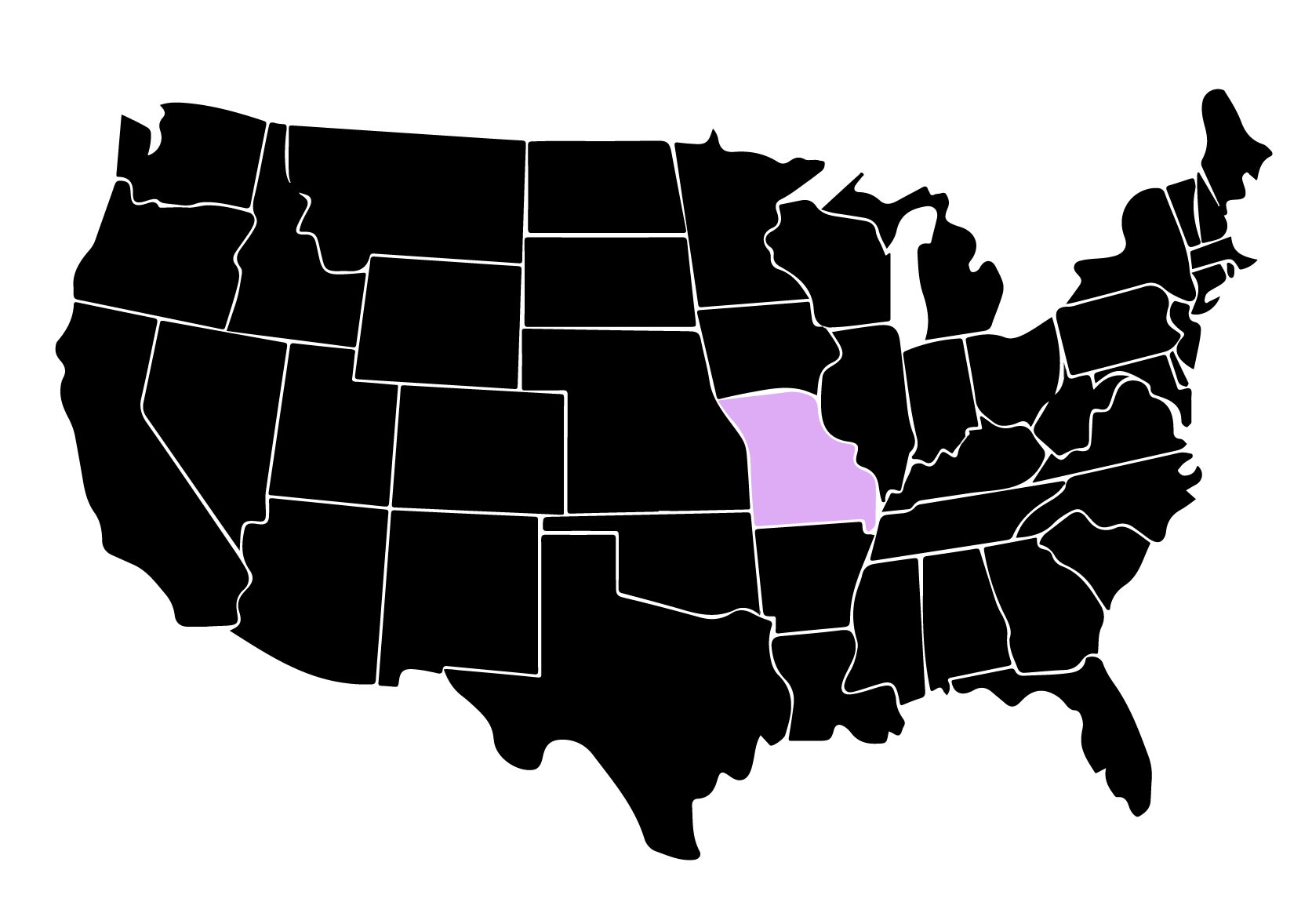 Map Displaying Position of Kepler Home Window Tinters in Hannibal, Missouri with Purple Highlight on the State