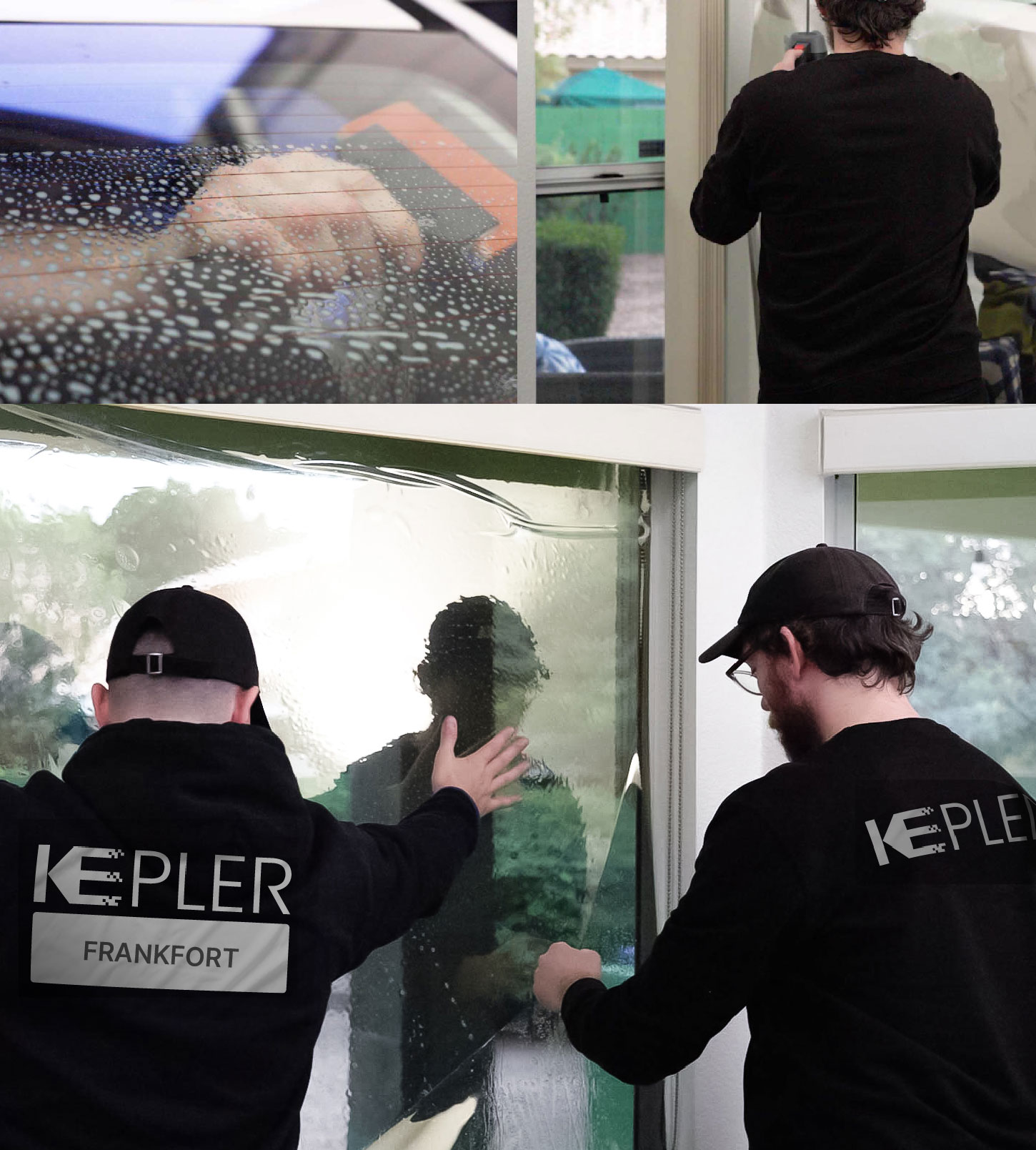 Kepler Technician Applying High-tech Window Tint to Home in Frankfort