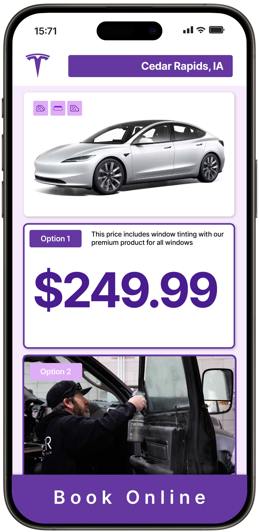 View Reasonable Tesla Window Tinting Rates in Cedar Rapids, Iowa