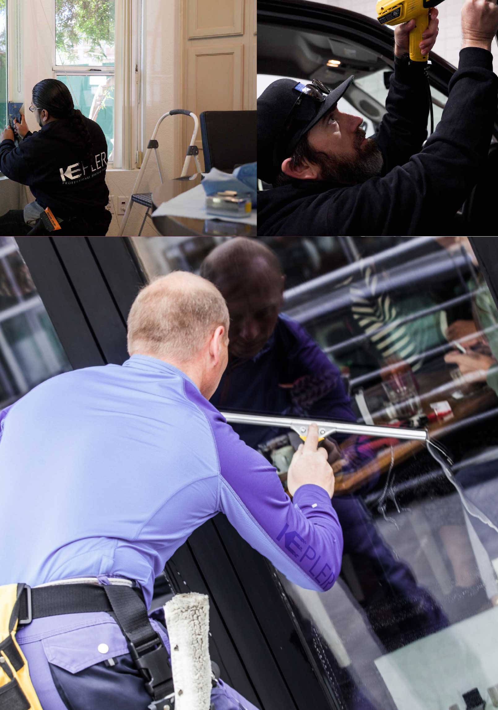 Kepler Skilled Applying Anti-Graffiti Window Film to a Ann Arbor Shop Front