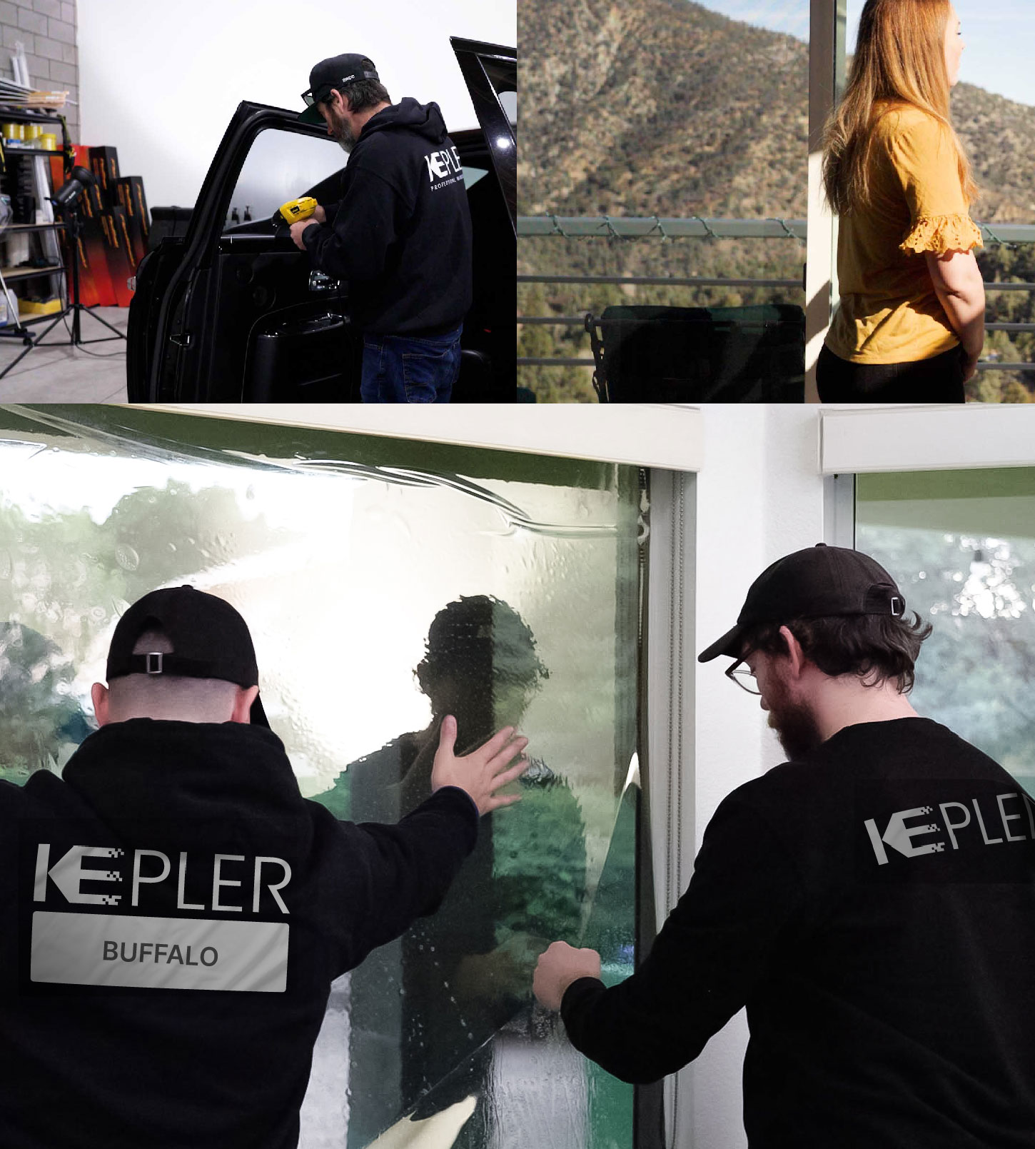 Expert Technician Installing High-tech Window Tint to Home in Buffalo
