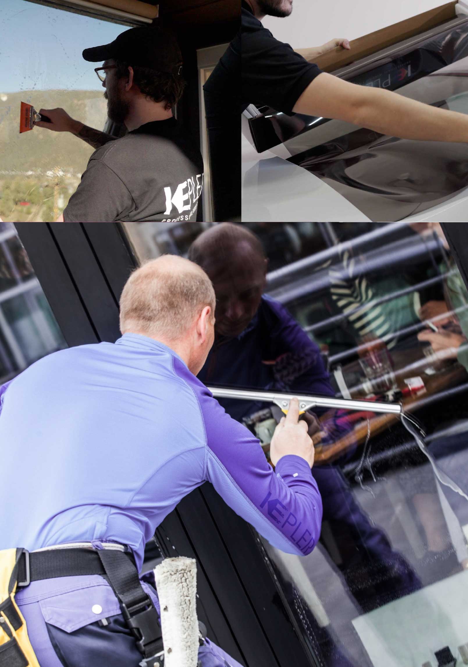 Kepler Professional Applying Anti-Graffiti Window Film to a Euclid Shop Front