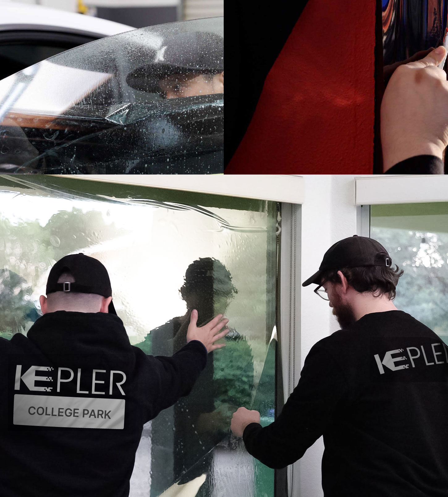 Expert Technician Applying Advanced Window Tint to Home in College Park