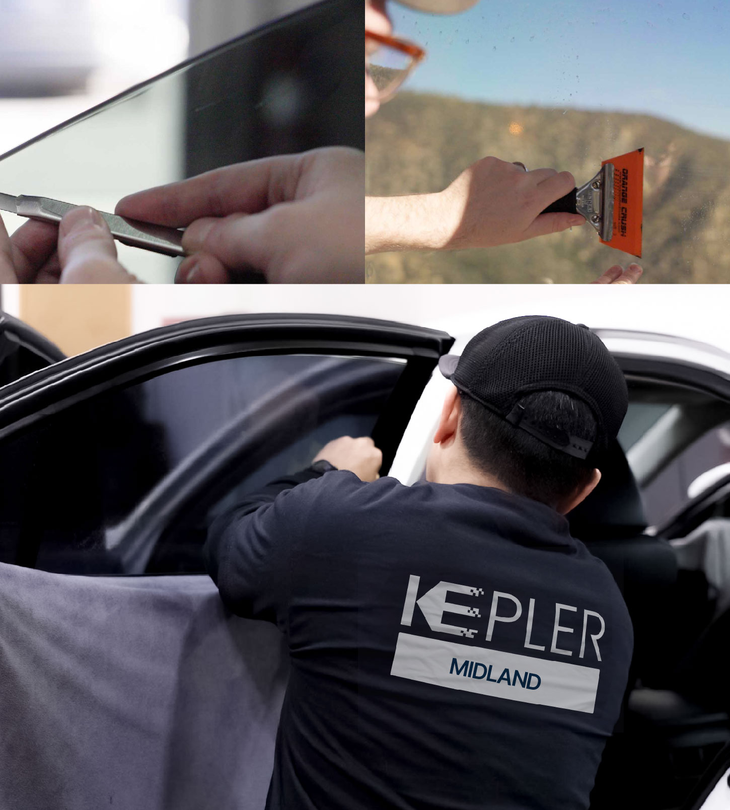 Automotive Window Tinting Expert Applying Film in Midland, Michigan