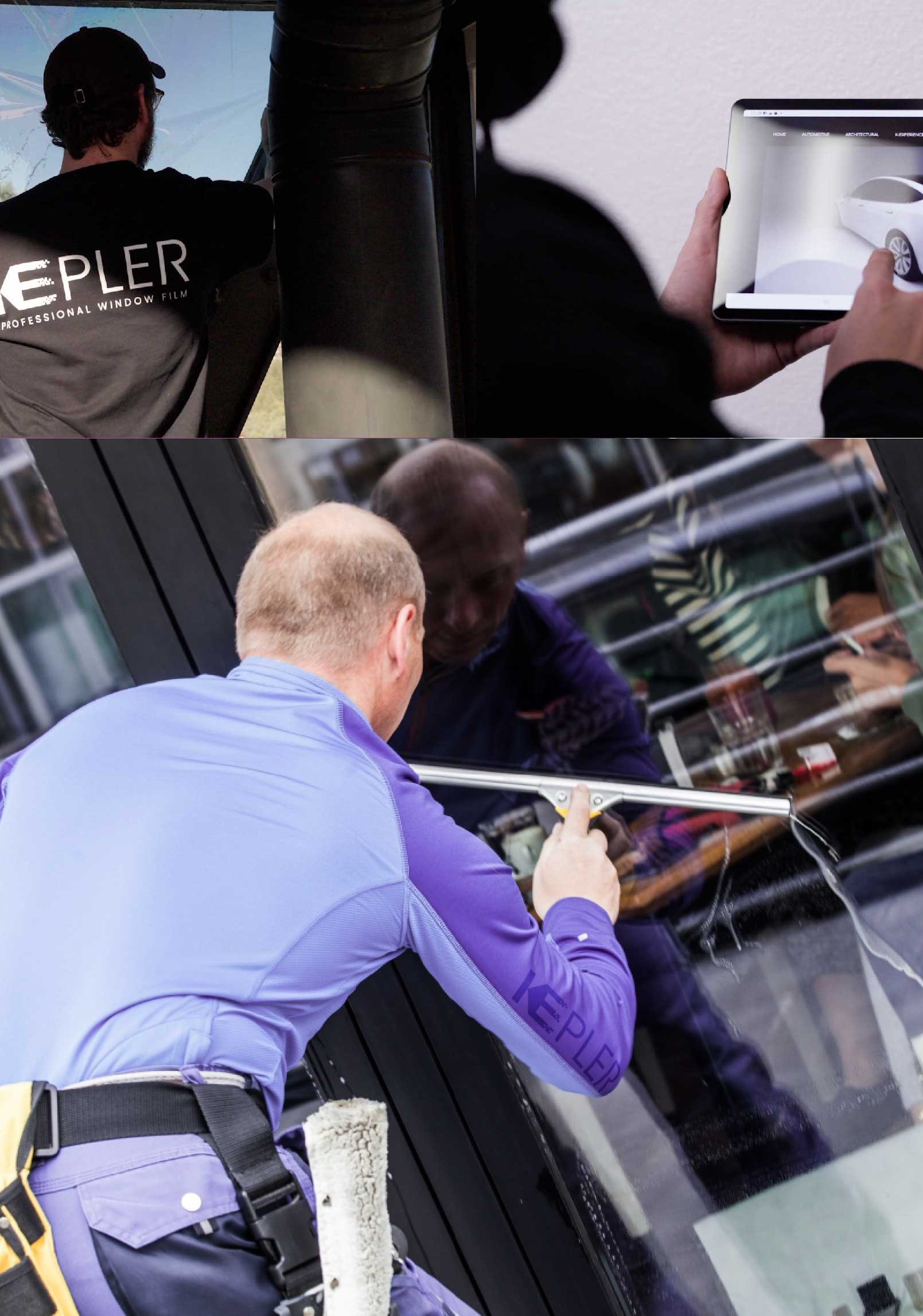 Kepler Professional Applying Anti-Graffiti Window Film to a Wayne Shop Front