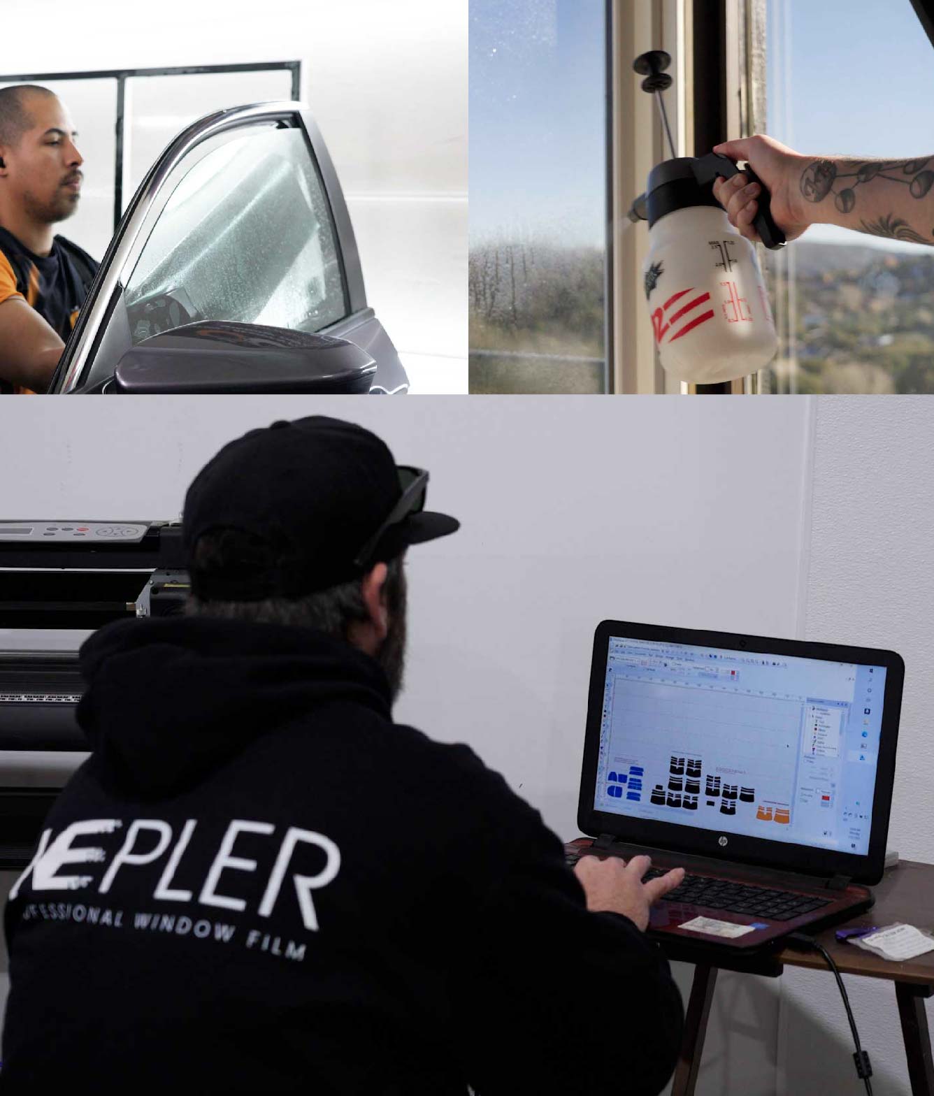 Ceramic Window Tinting Expert Cutting Film in Cornelius, North Carolina