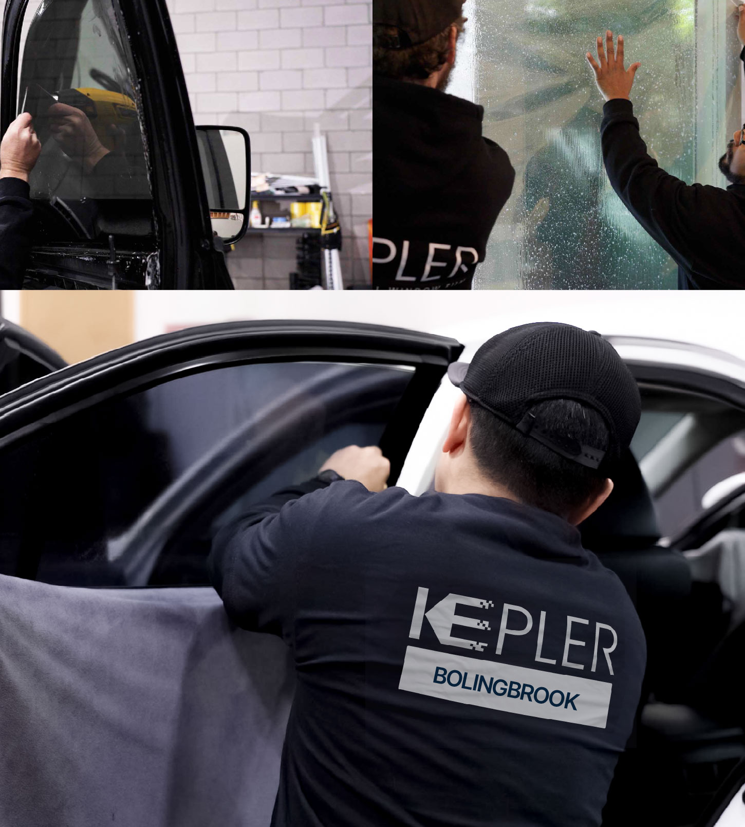 Automotive Window Tinting Expert Applying Film in Bolingbrook, Illinois