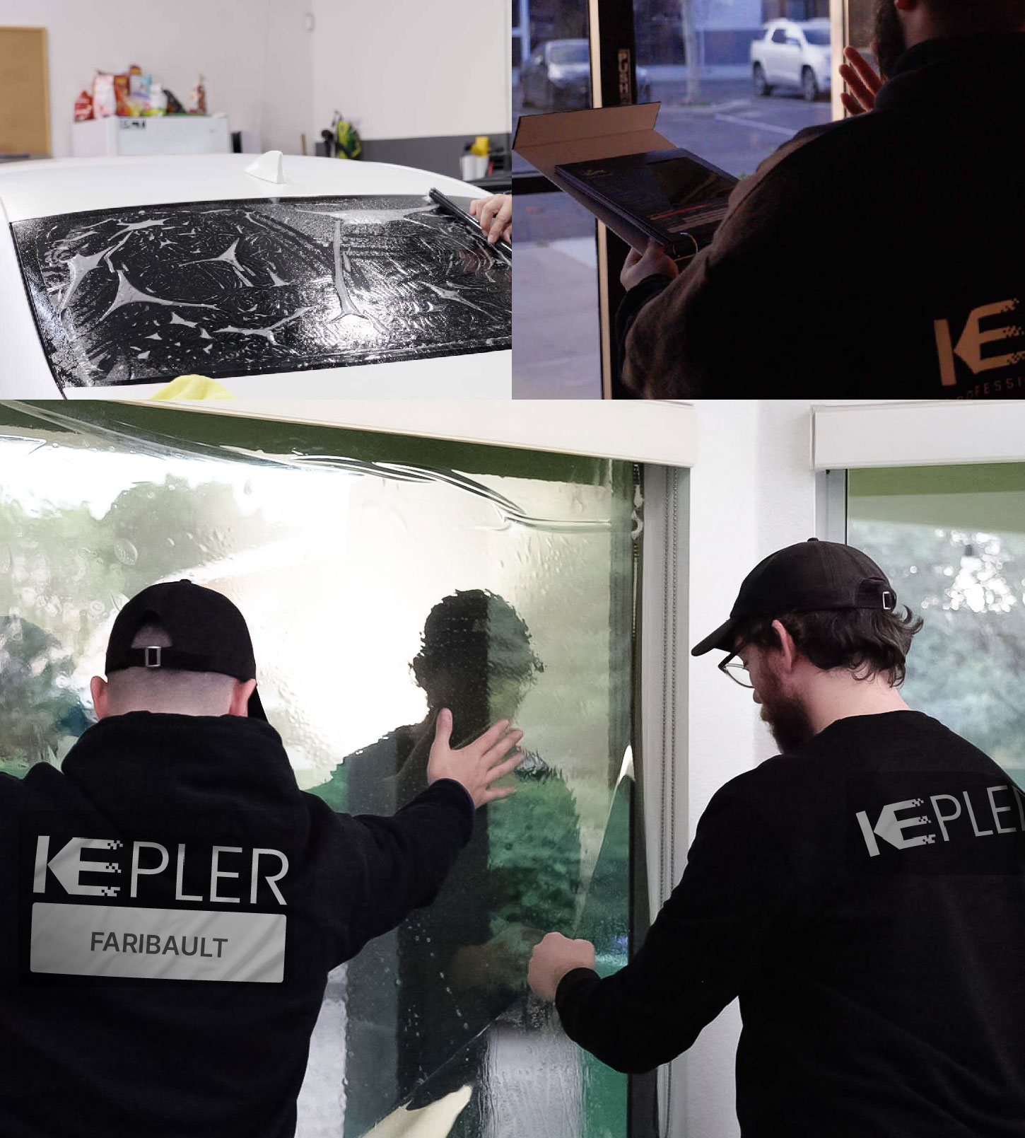 Kepler Technician Applying High-tech Window Tint to Home in Faribault