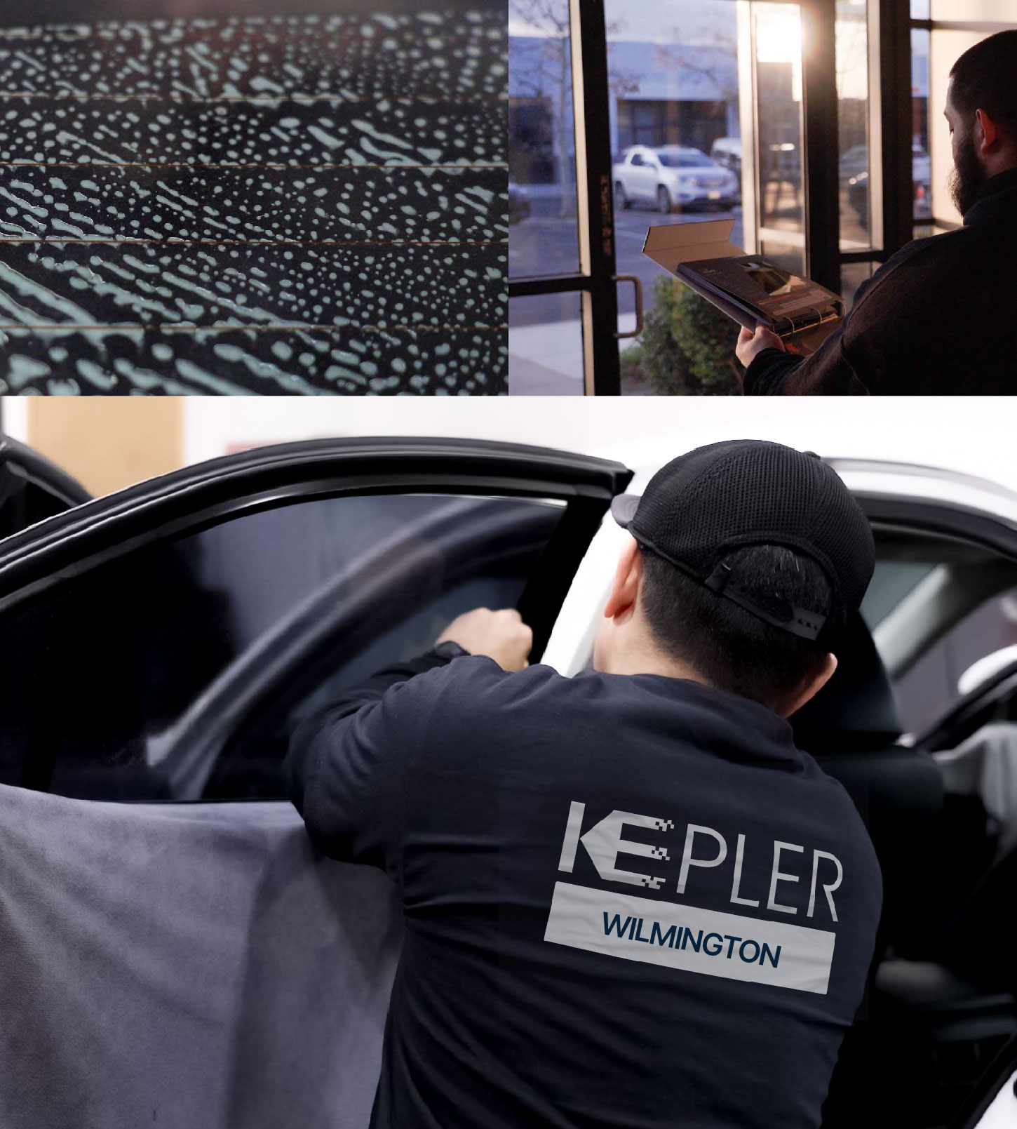 Automotive Window Tinting Expert Applying Film in Wilmington, California