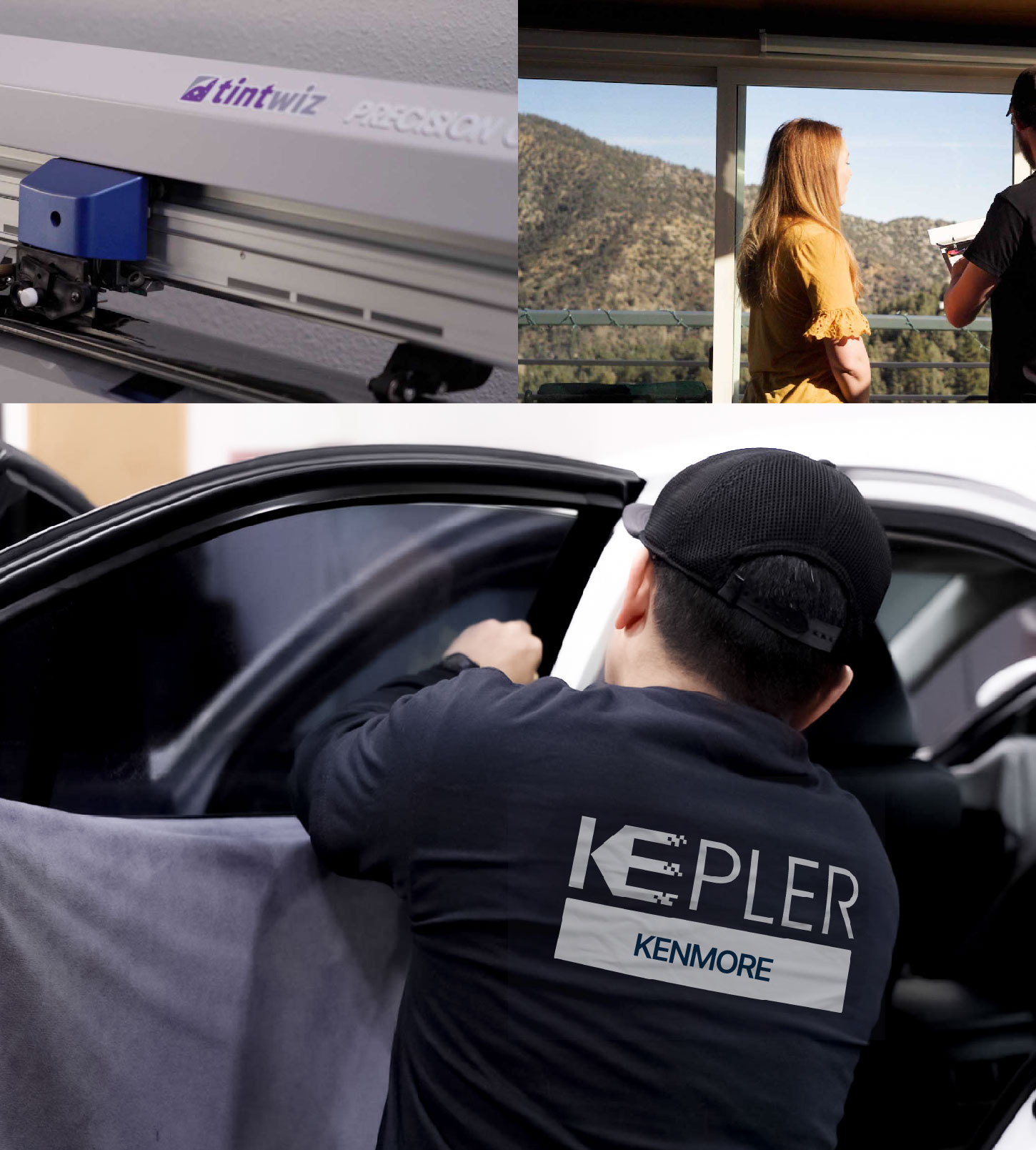 Automotive Window Tinting Expert Applying Film in Kenmore, Washington